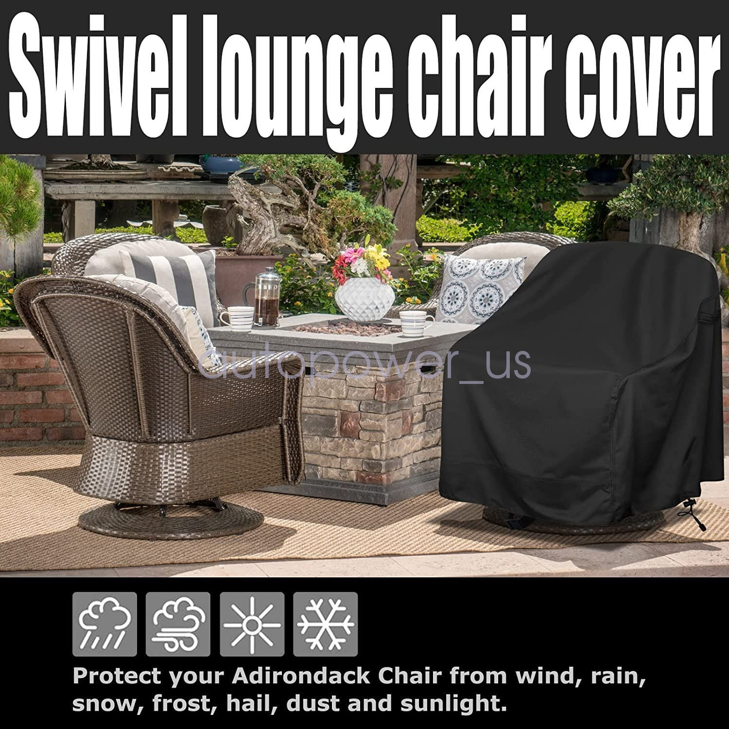 Patio Chair Cover Outdoor Garden Lawn Furniture sun Waterproof Protector Black