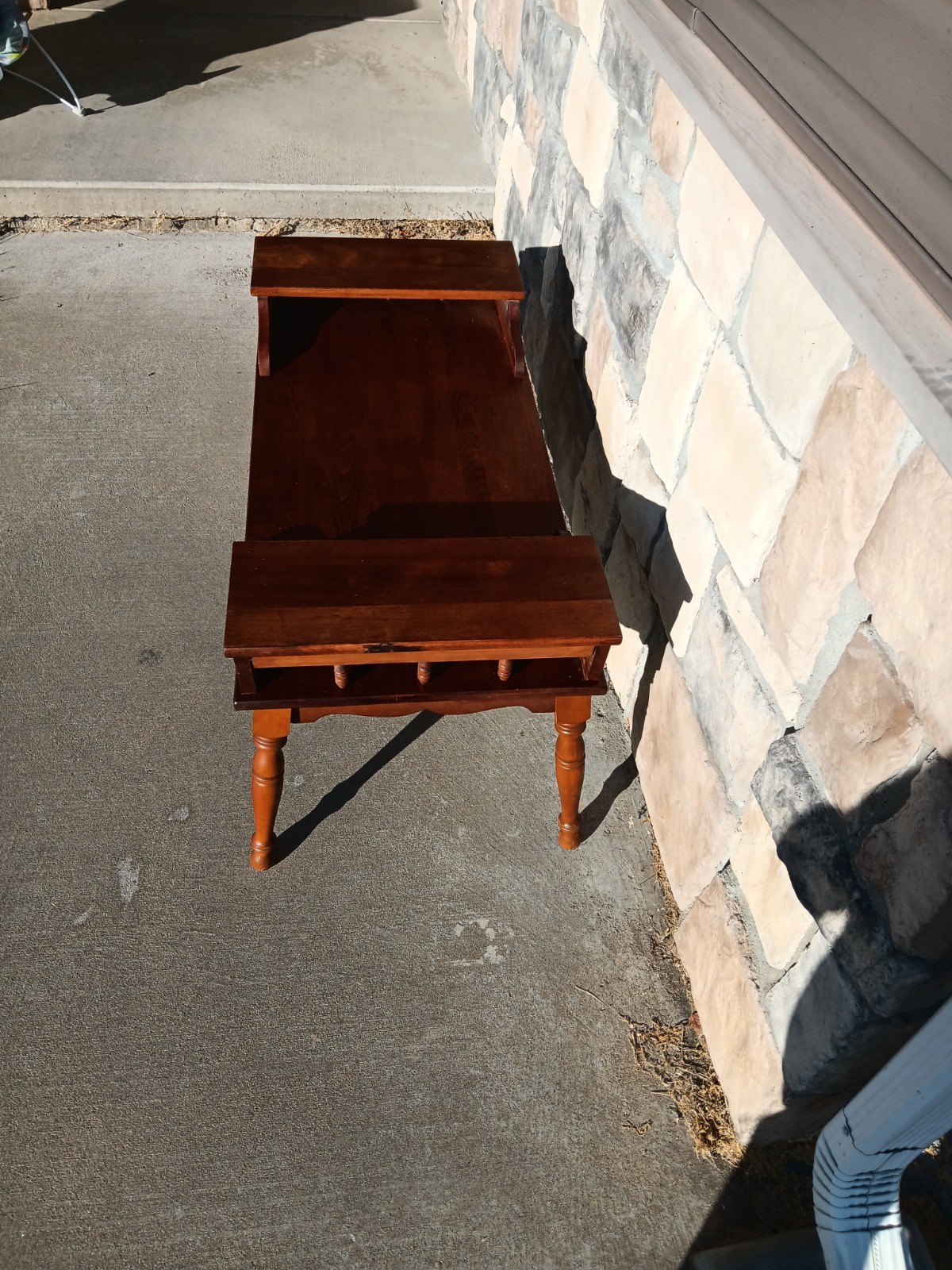 Mid Century Solid Maple 2 Sided Step Ends Coffee Table.