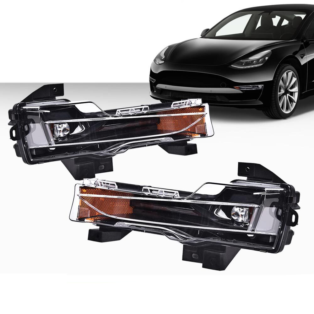 For 2017-2023 Tesla Model 3 Y Pair LED DRL Front Fog Light Lamp Left &Right