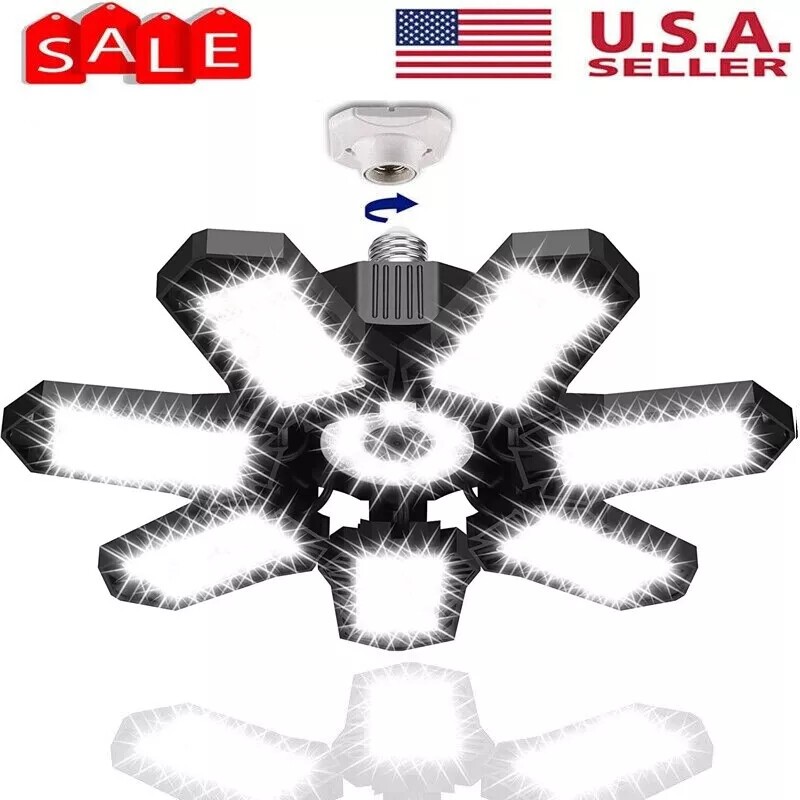 2Pack LED Garage Light 600W 12000000LM Deformable Bright Shop Ceiling Bulb Lamps