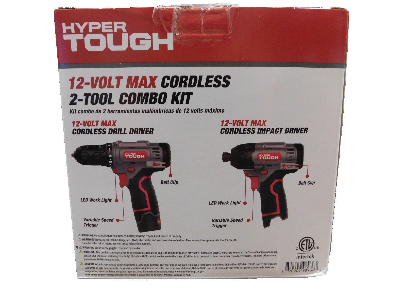 Hyper Tough 12V Max,Cordless 2-Tool Drill & Impact Driver-3/8" Chuck, 1 Battery