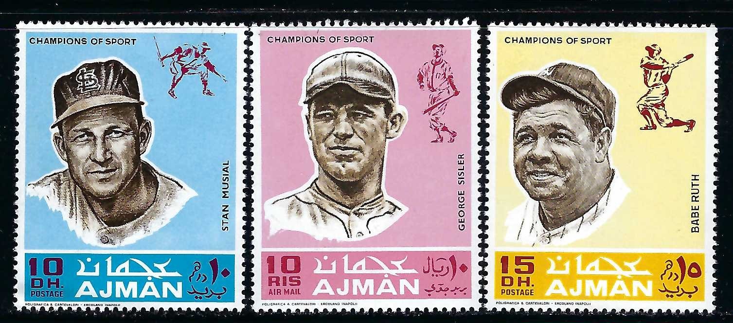Ajman 1969 Baseball Champions of Sport • Babe Ruth • Ty Cobb • Others