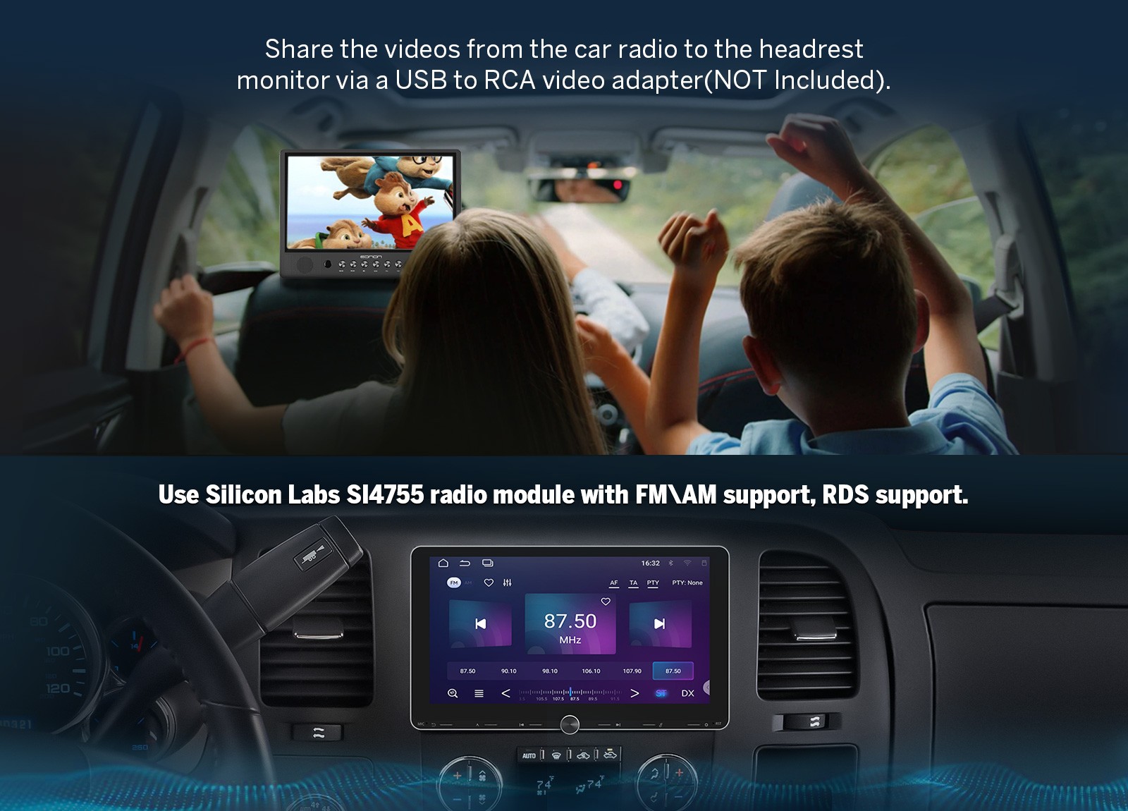 Eonon UX7A Plus 10.1" IPS Android 14 4+64G 2DIN GPS CarPlay Car Stereo Radio DSP