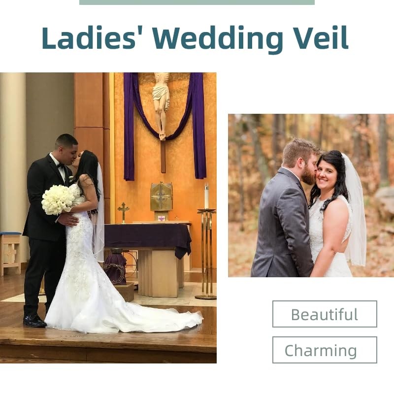 1 Tier Pearls Flower Beaded Edge Wedding Bridal Veil Fingertip Length Women Cap