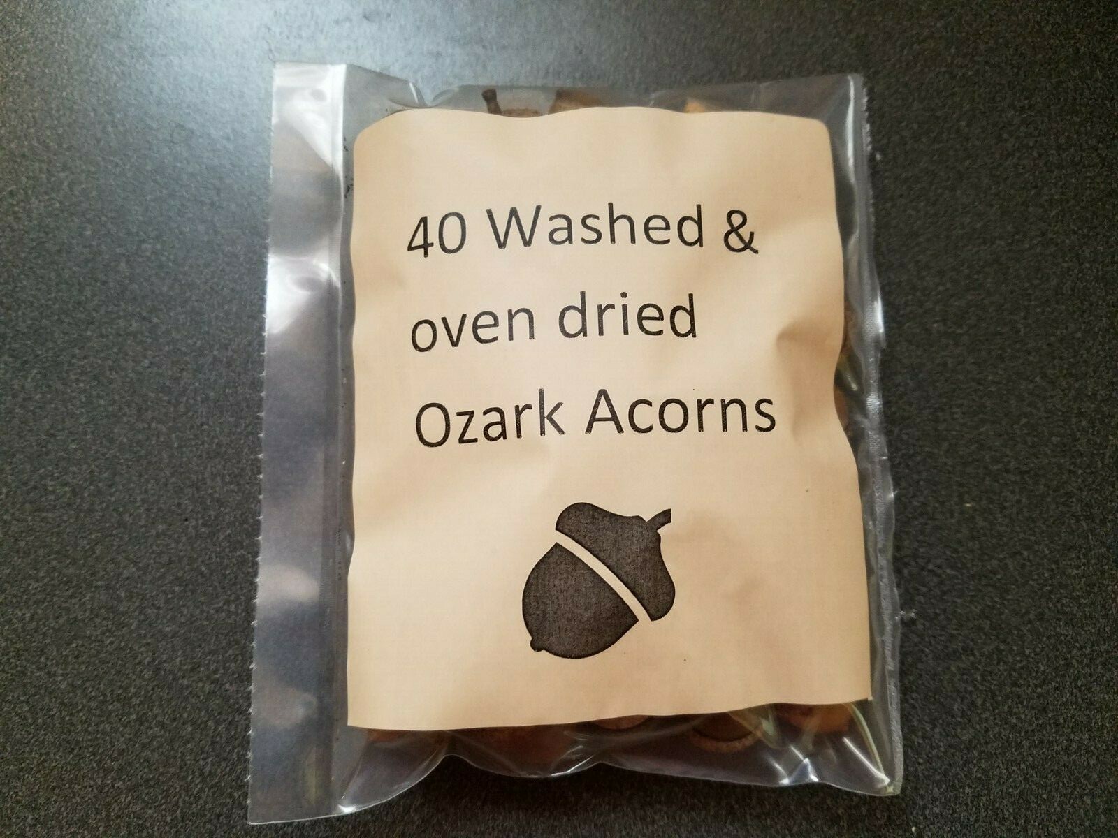 From the Ozarks, 40+ dried acorns WITH caps for crafts, Natural buffed finish