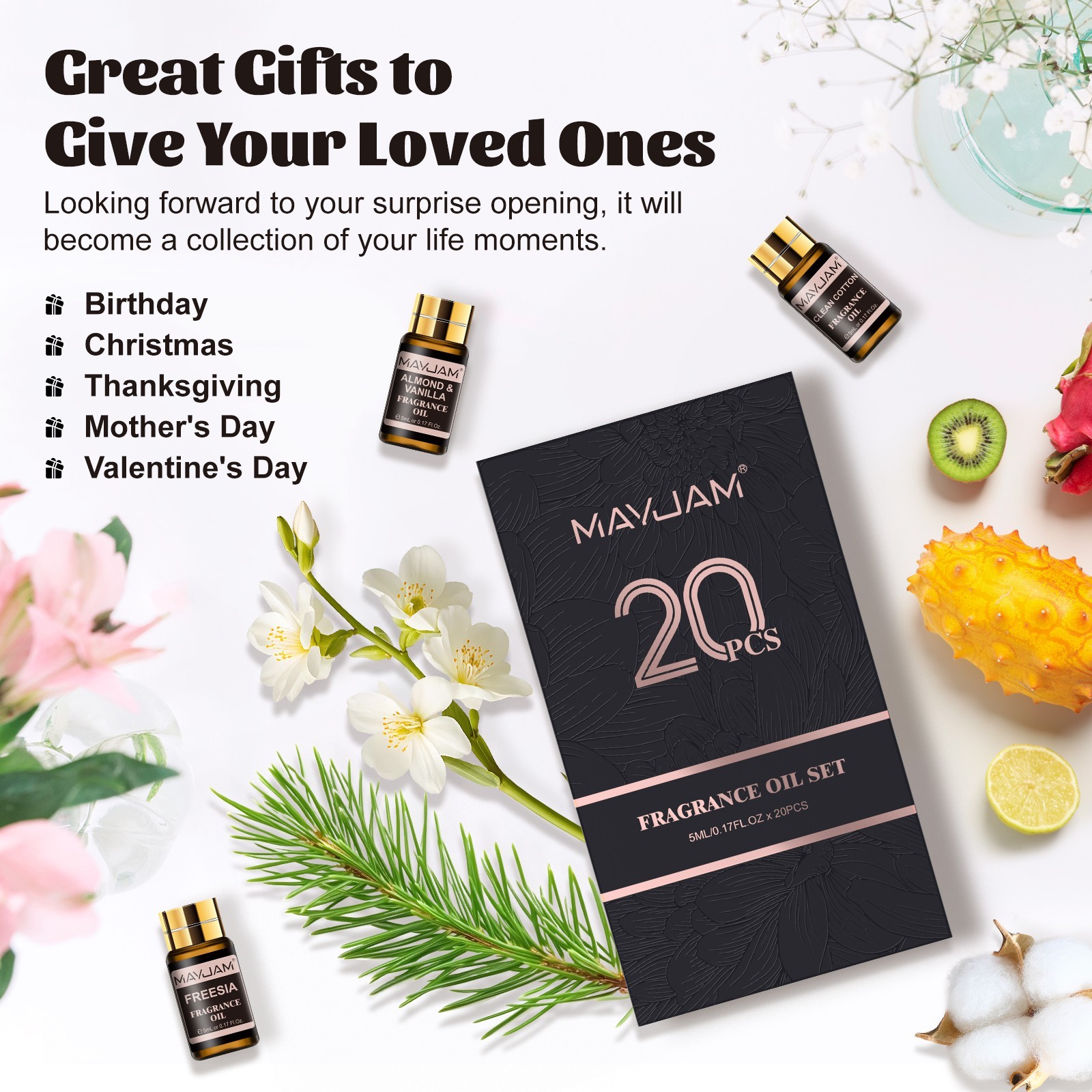 MAYJAM 20Pcs Fragrance Oil Gift Set for Candle Soap Incense Making Scented Oils