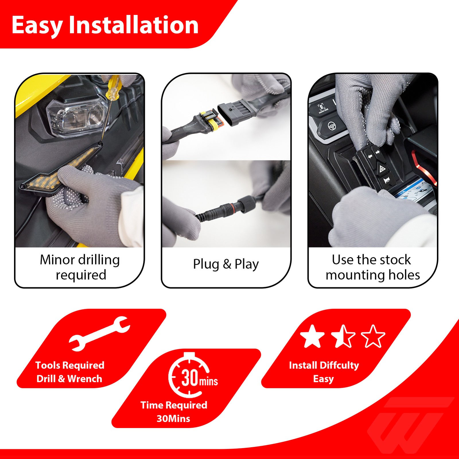 UTV LED Lights Turn Signal Horn Street Legal Kit Blinker For Polaris RZR XP 1000
