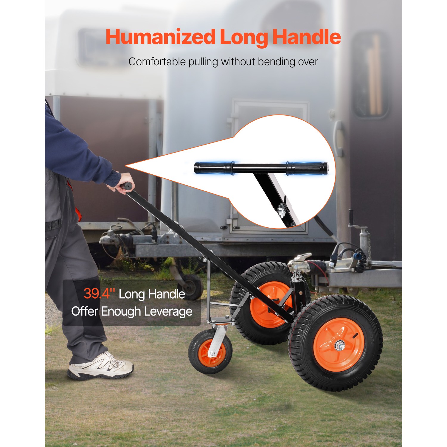 1200lbs Trailer Dolly with 2 in Ball & 15.2 in Tires Portable Tow Dolly