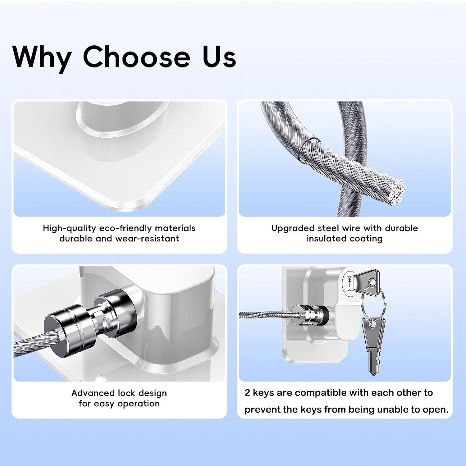 2 Pack Fridge Lock Freezer Lock with 4 Key for Child Safety Refrigerator Locks