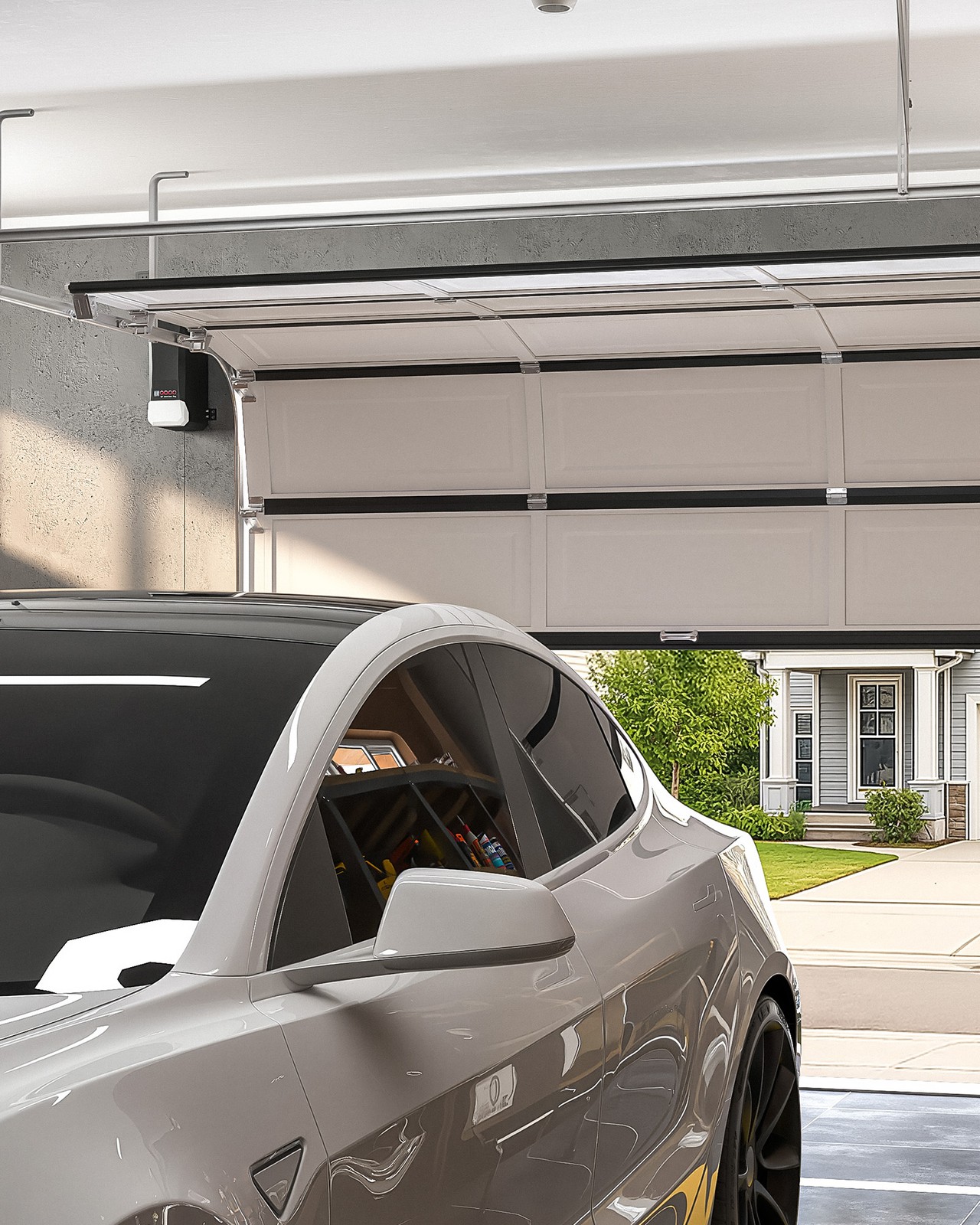 ZUMI Wall Mount Automatic Garage Door Opener w Remote Controls Infrared Sensors