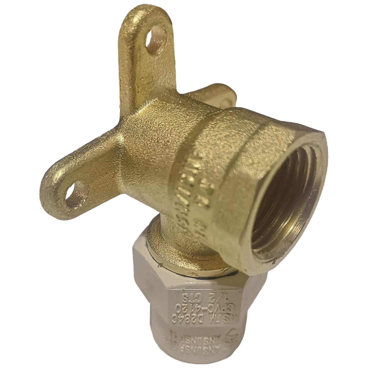 25 Pack XFITTING 1/2" Female NPT X 1/2" CPVC Drop Ear Elbow , Lead Free Brass