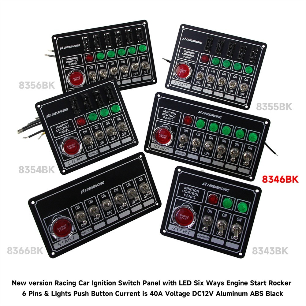 LR Racing Switch Panel Ignition Engine Start 6 Switch & Lights Switch Panel BK