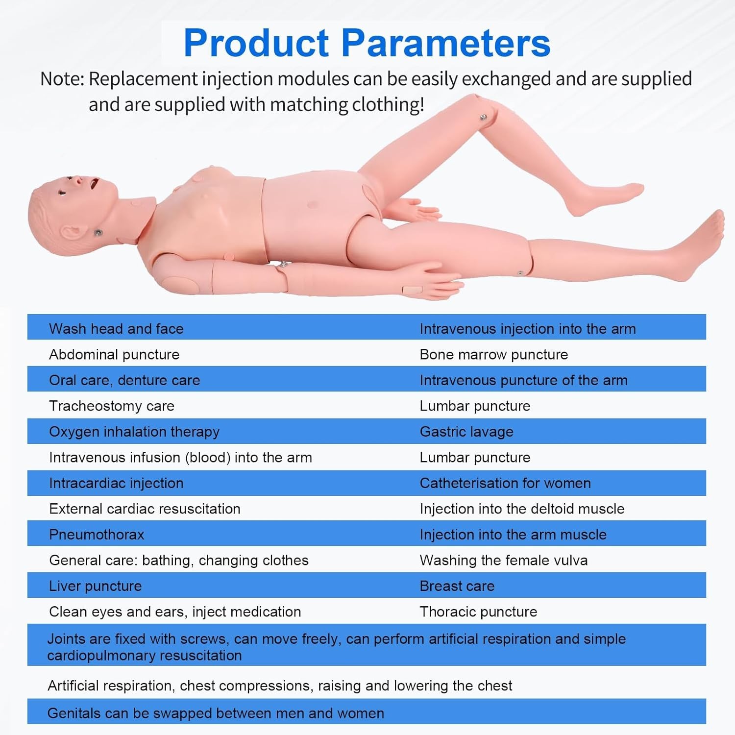 5.24ft Nursing Training Mannequin Patient Care Medical Manikin 24 Skills Female