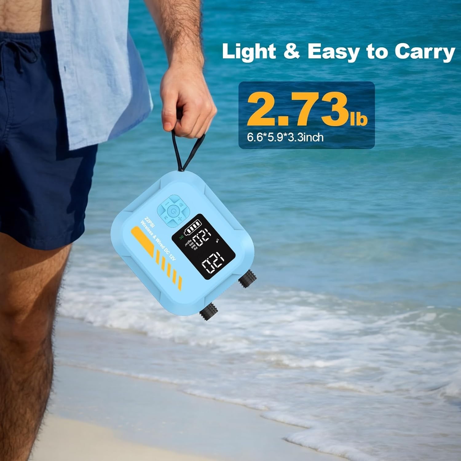 22PSI Rechargeable Electric SUP Air Pump | Inflator for Paddle Board, boat, tent