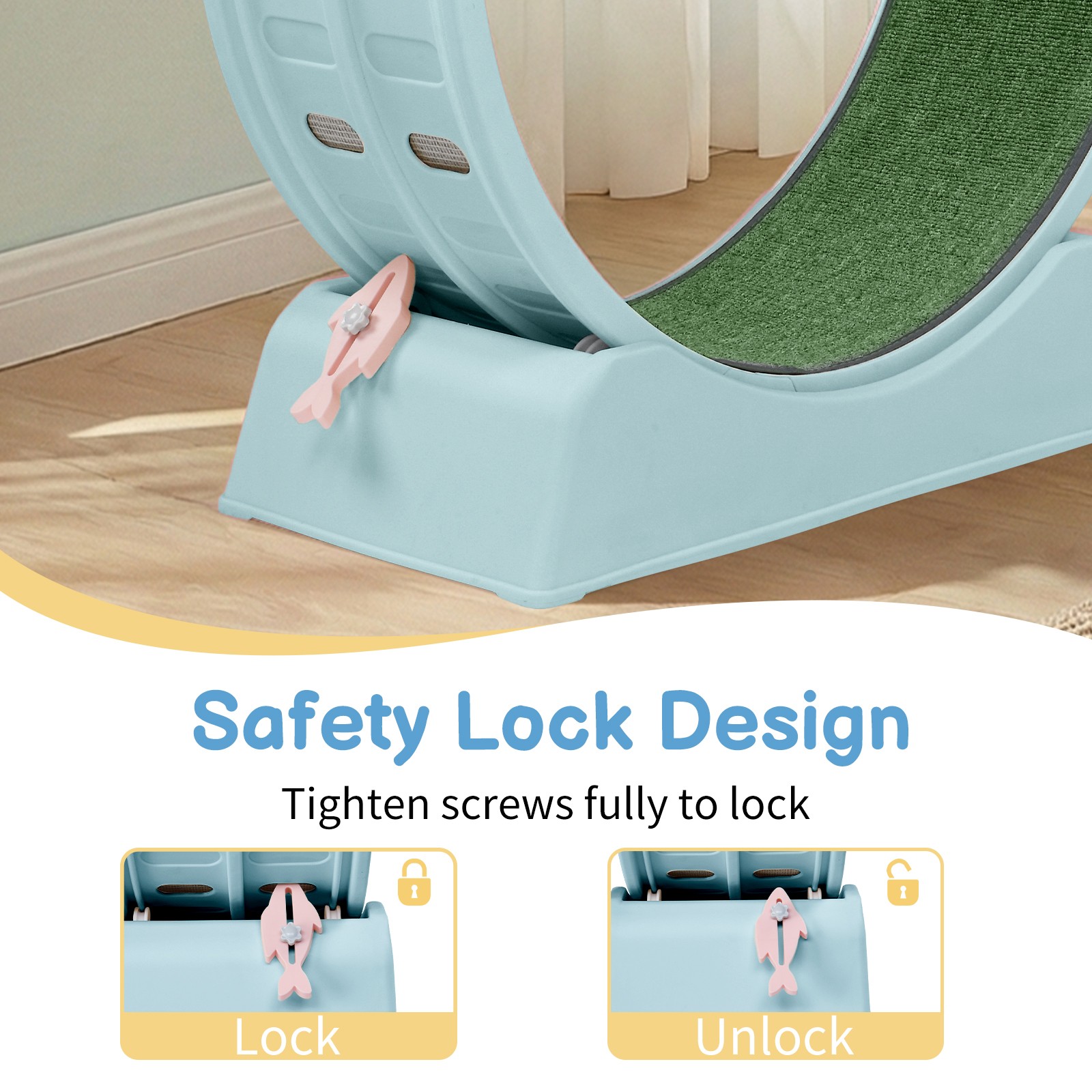 30in Cats Exercise Wheel with Lock Large Light Blue Treadmill Wheel for Indoor