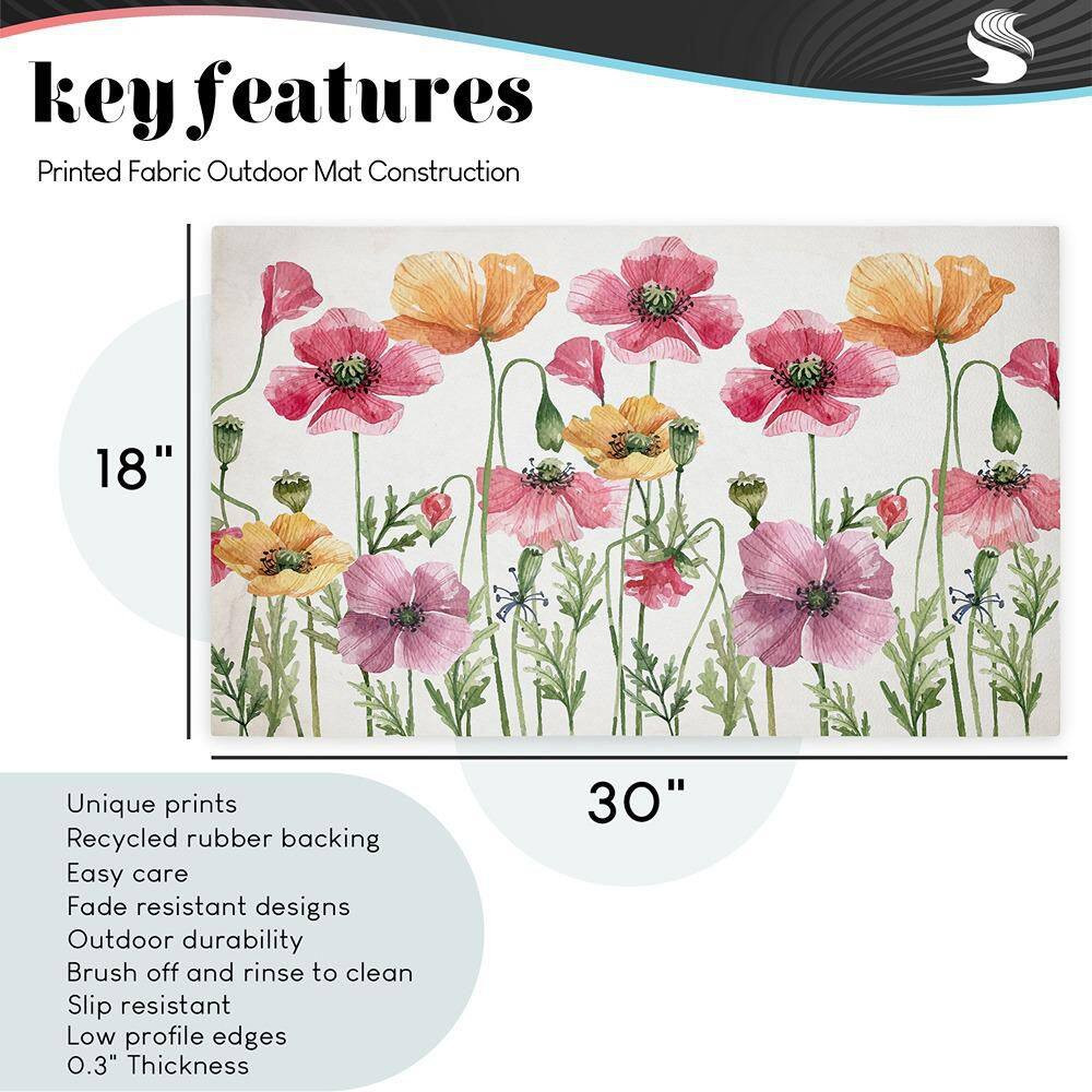 Bayside Sea Life & Ship Blue 18 In. X 30 In. Polyester Non-Slip Outdoor Door Mat