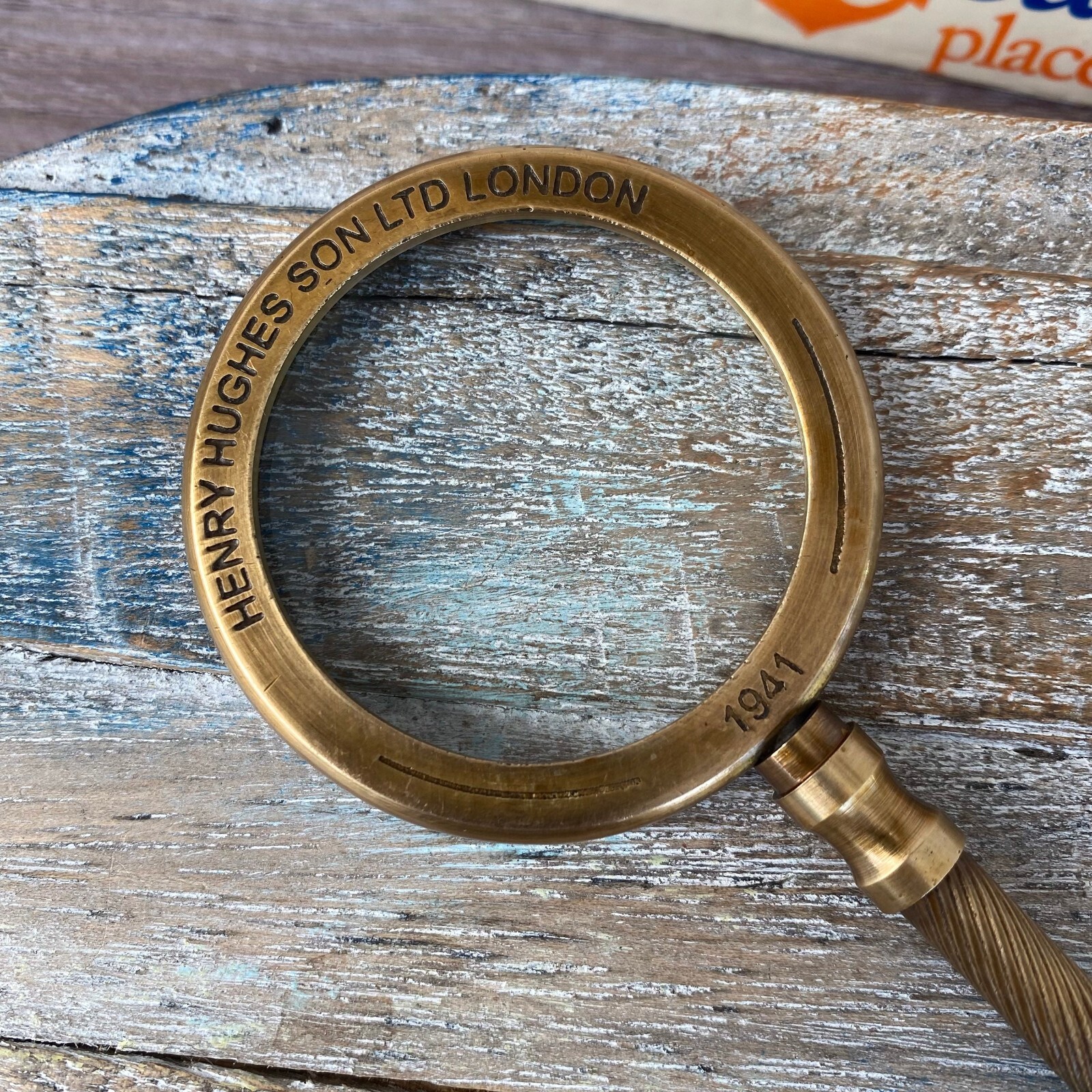 5.5" Brass Magnifying Glass - Antique Finish Hand Held Magnifier - Vintage Style