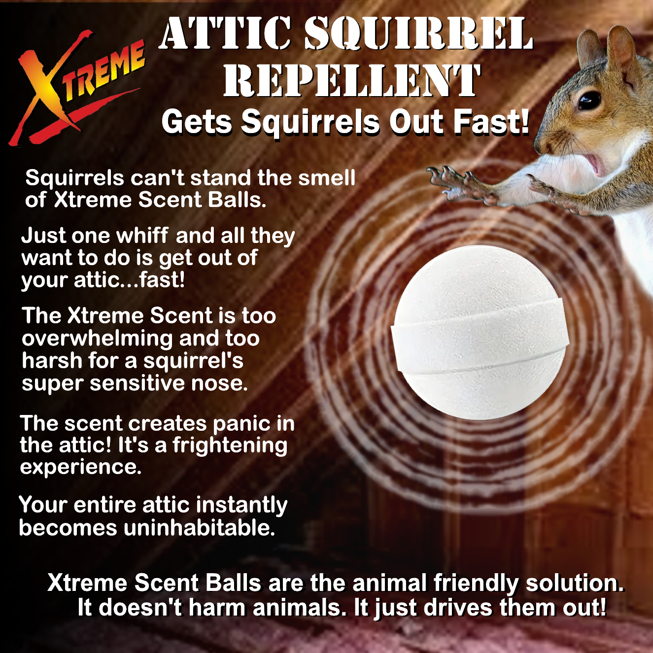 NEW! Attic Squirrel Repellent. DRIVES SQUIRRELS OUT FAST! 5 PK