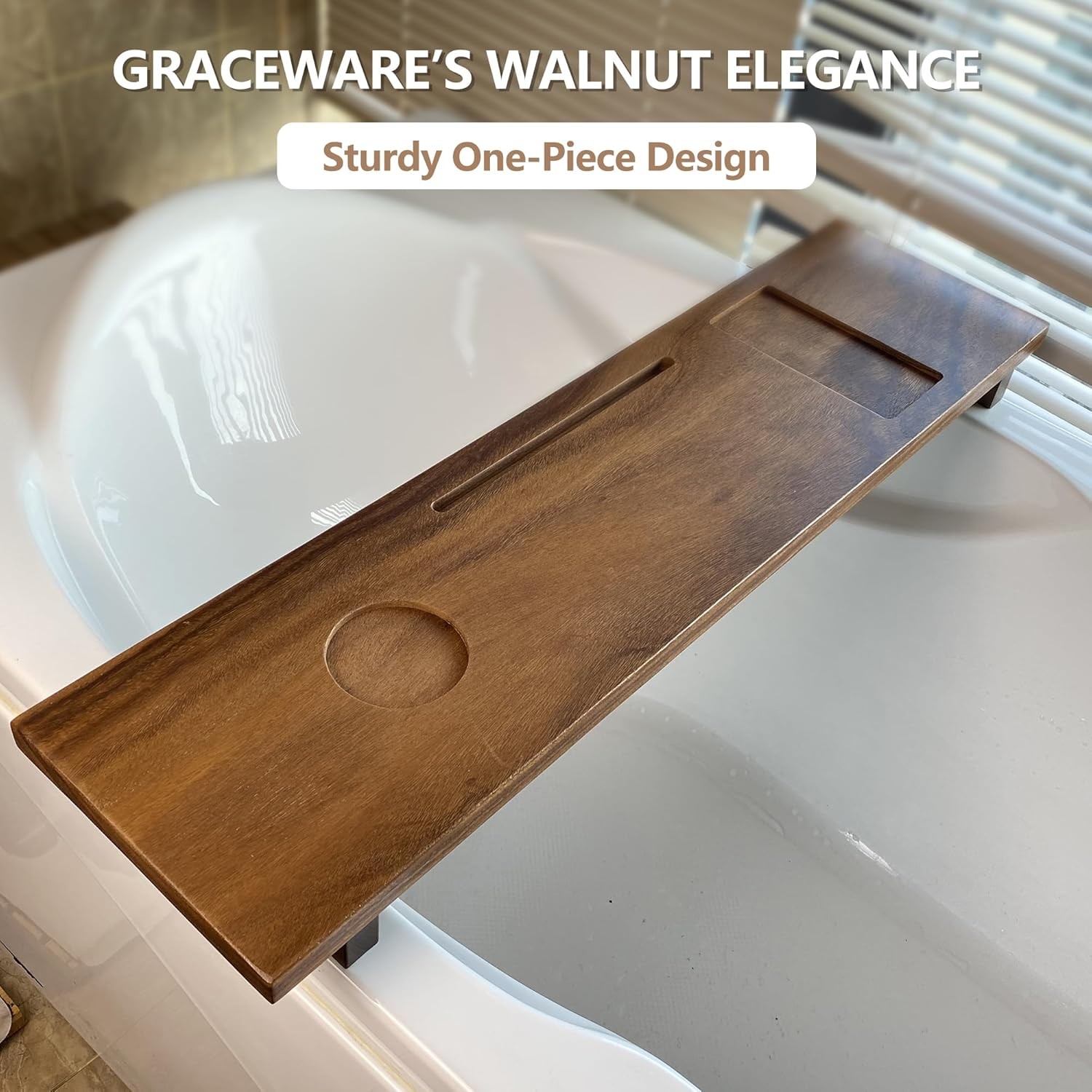 Bath Tray for Tub 35"x9"x2.5", Bath Tub Tray with 3 Adjustable , Anti-Tipping