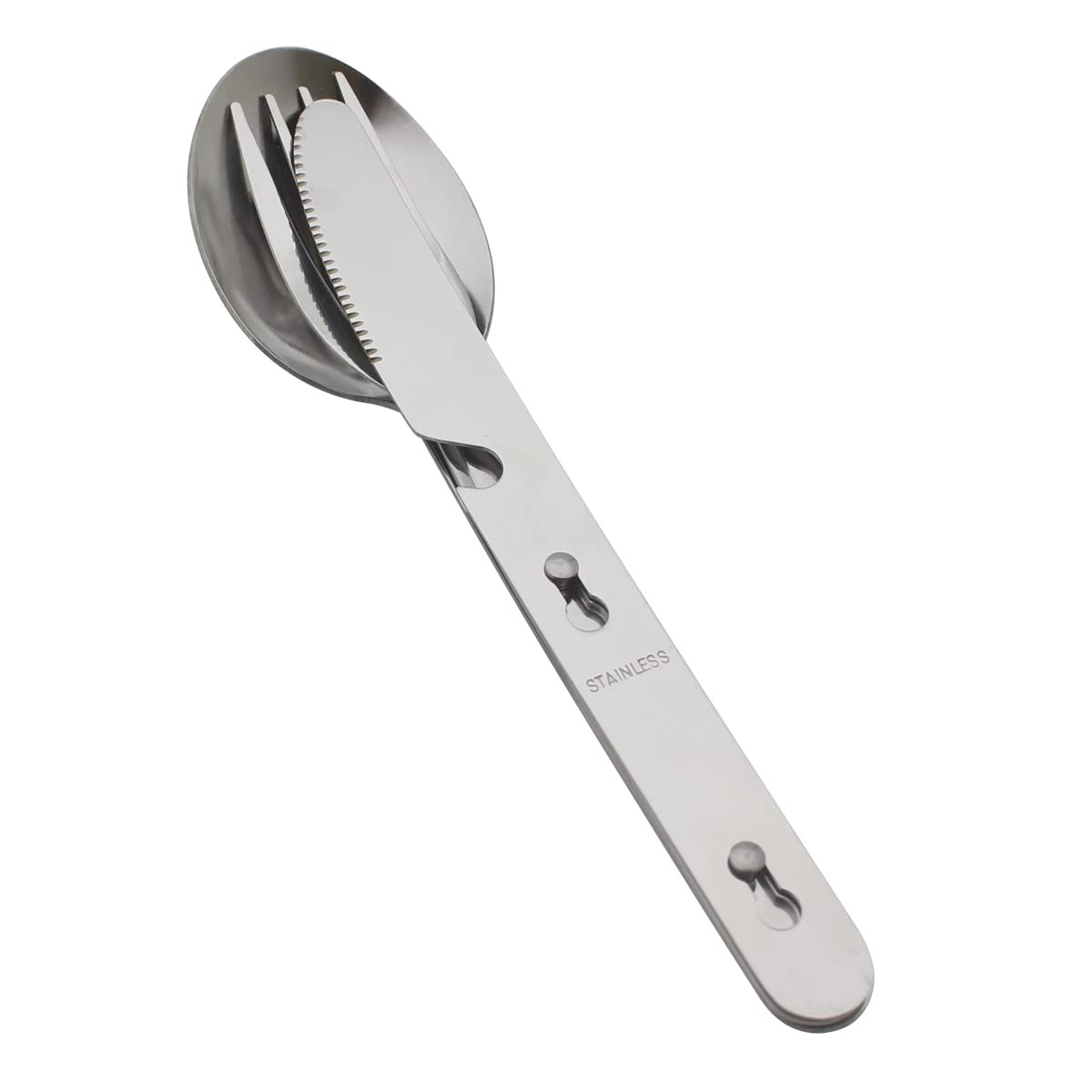 4-in-1 Camping Utensil Set for 4 Stainless Steel Spoon Fork Knife Bottle Opener