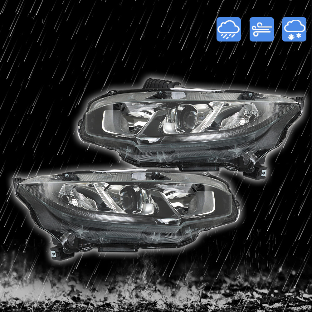 Left+Right For 2016-2020 Honda Civic Halogen Projector Headlights Headlamp Clear