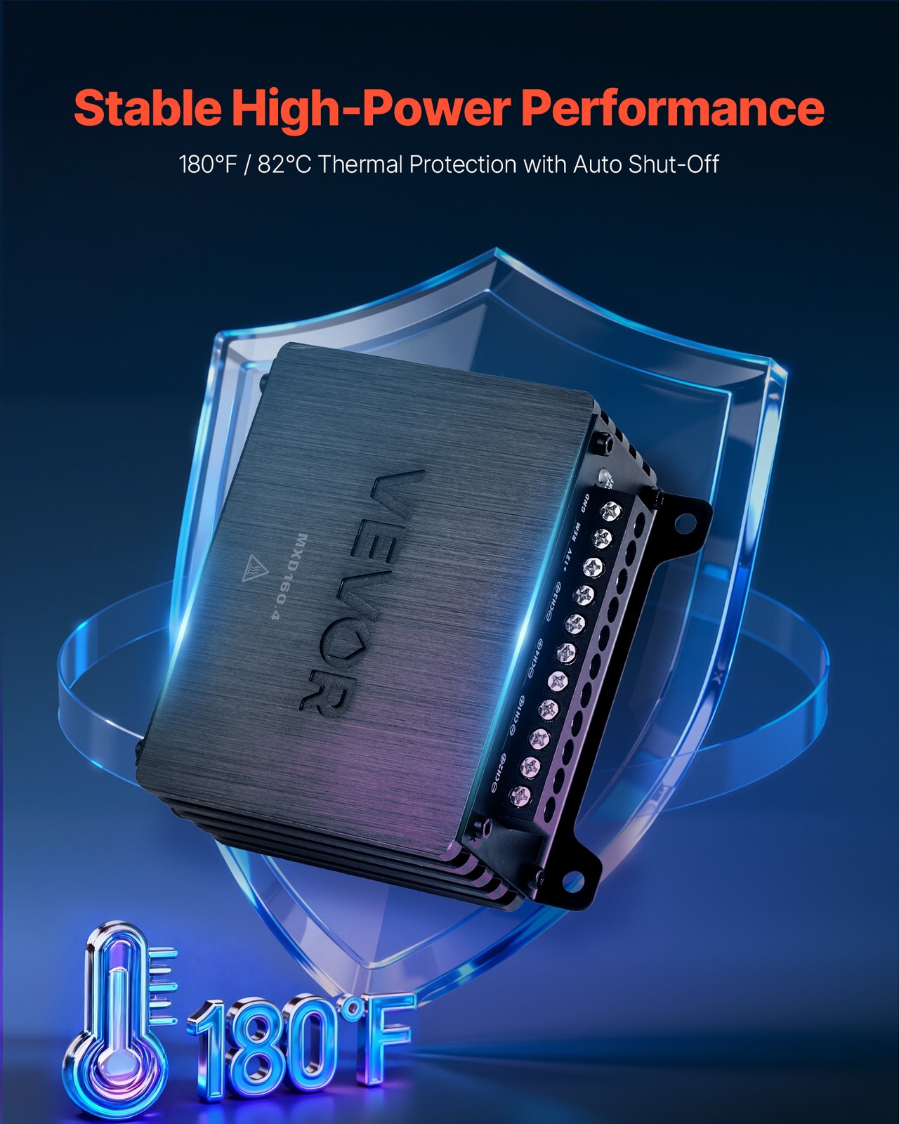 VEVOR Car Audio Amplifier Car Amplifier 4-Channel Class D Max. 4x110W at 4 Ohms