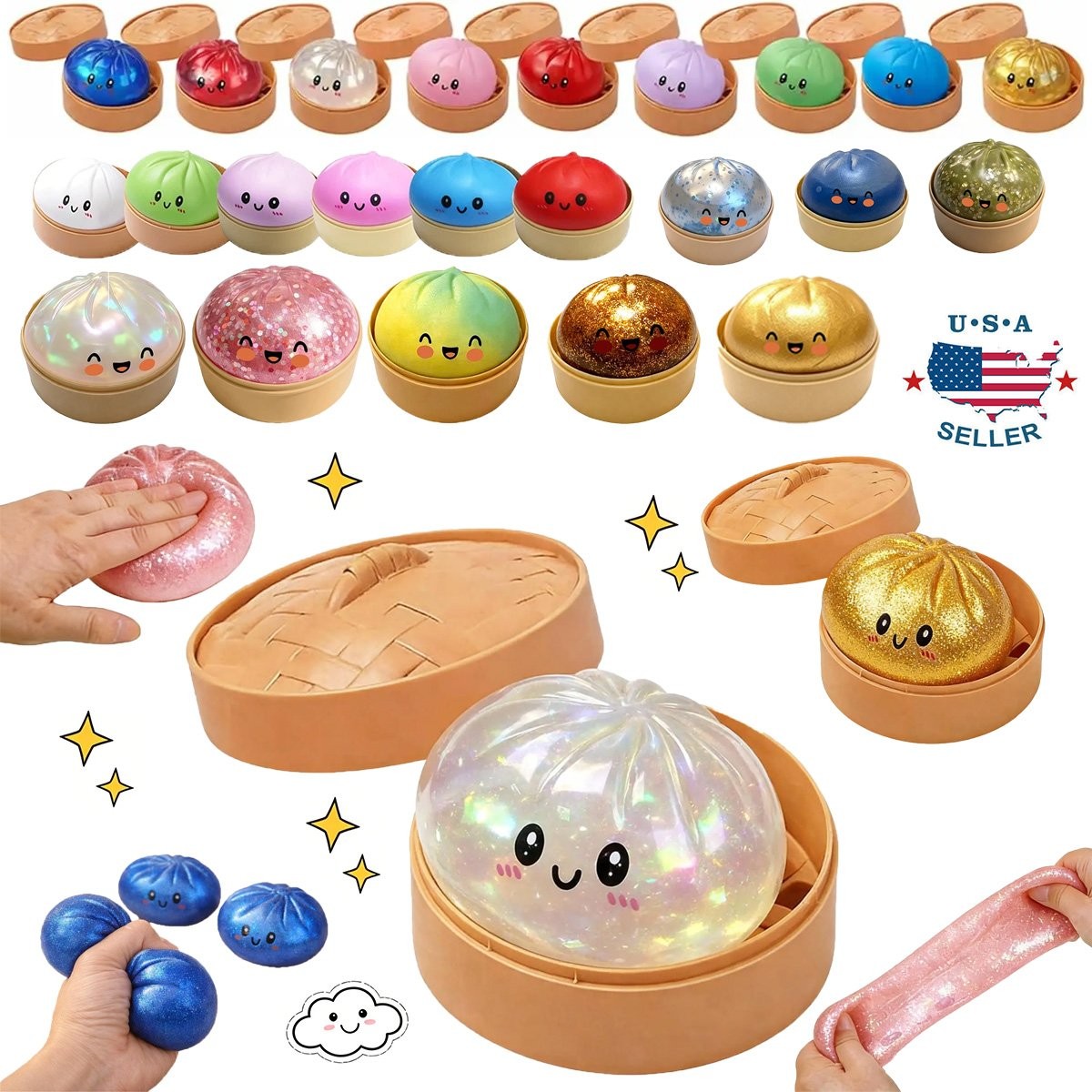 Five Below Mystery Squishy Bun Dumpling RARE GLITTER Limited Edition CE