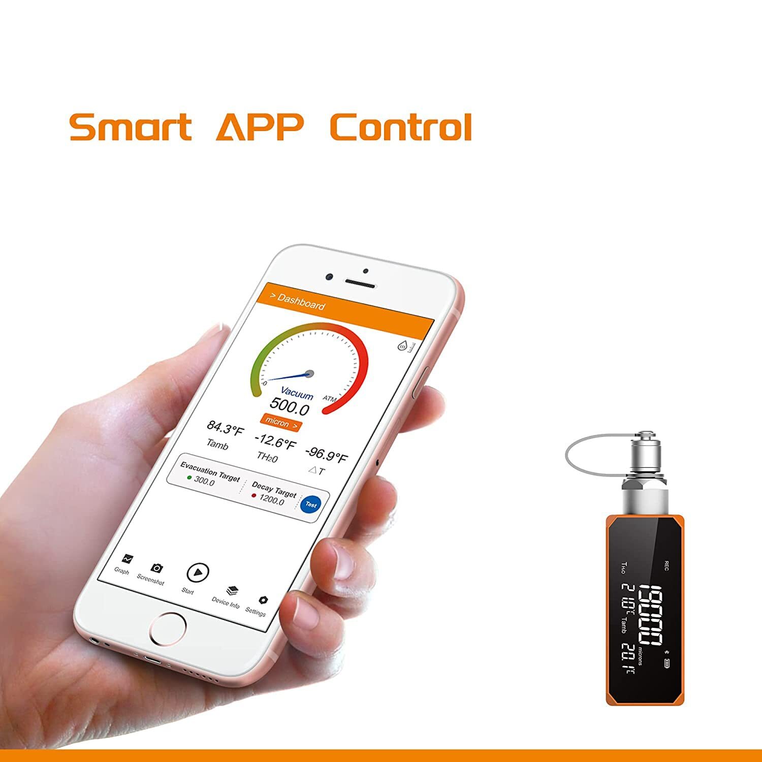 Elitech Vacuum Gauge Digital Microns Meter for HVAC/R 1~19000 Microns VGW-Mini