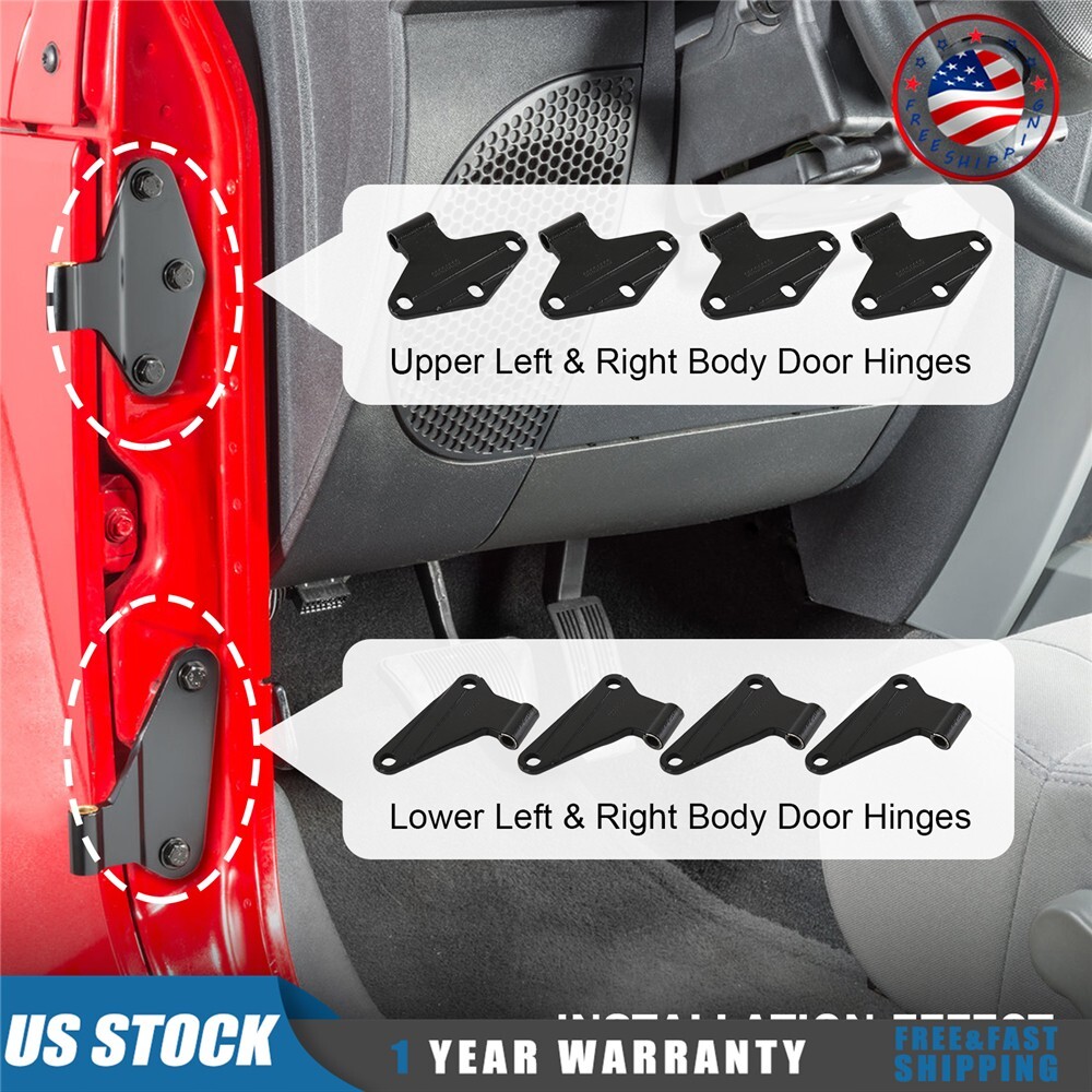 NEW Heavy-duty Body Door Hinge Bracket 2 Door Set For Jeep Wrangler JK 2007-18
