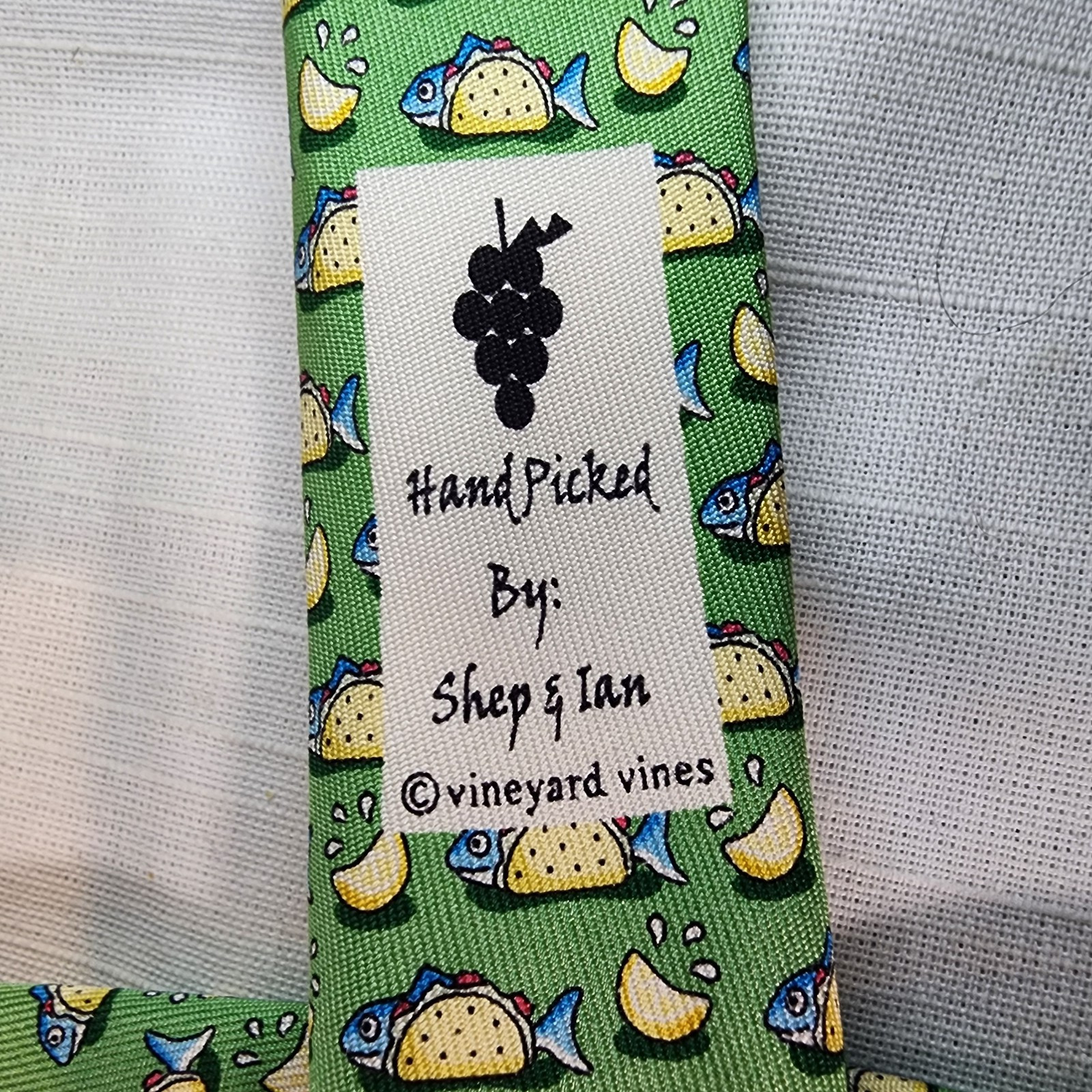 Vineyard Vines, Shep & Ian, Boy's Silk Necktie, Green, Fish Tacos, USA, Nice!