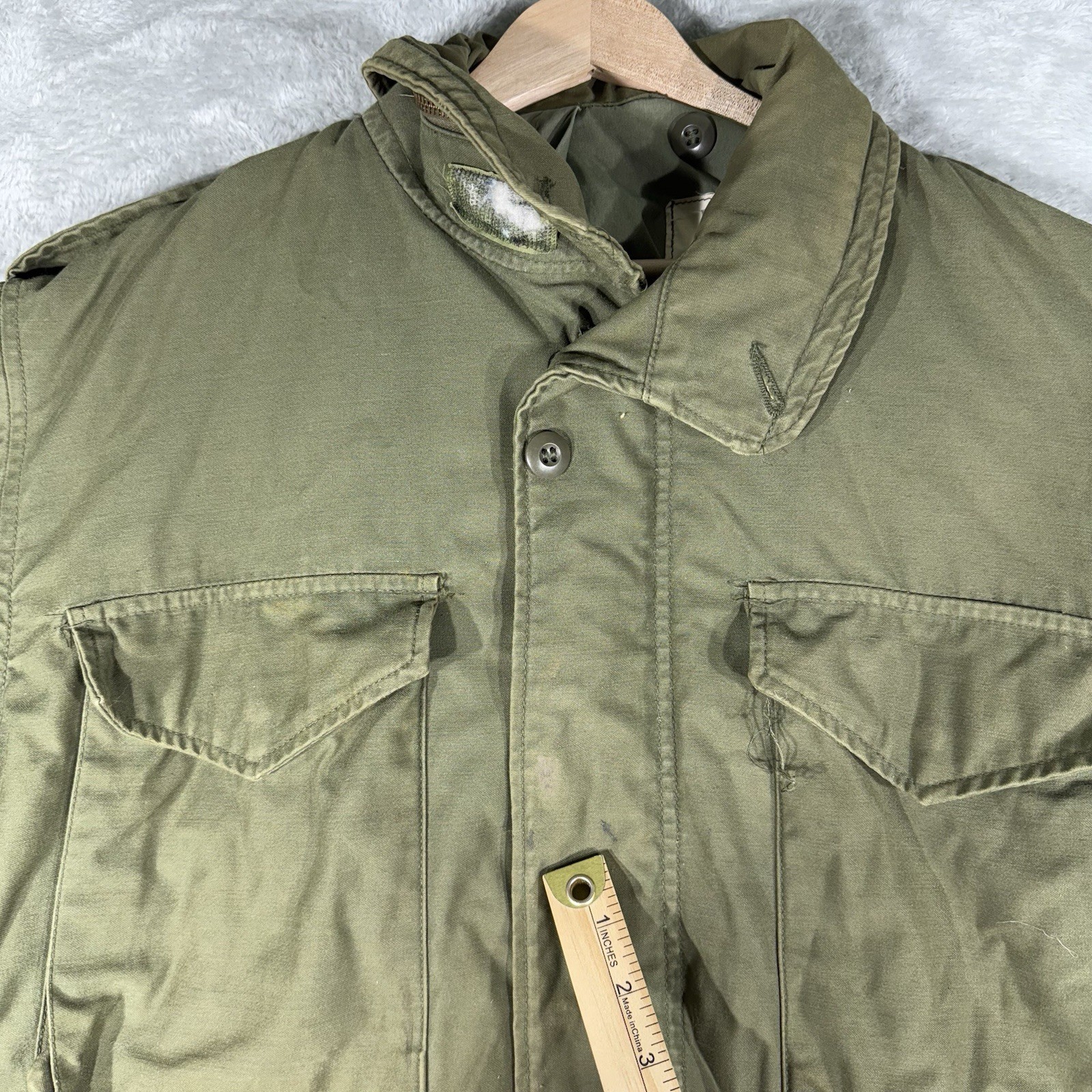VTG US Military Jacket Mens Medium LONG Green OG-107 Cold Weather Field Coat 80s