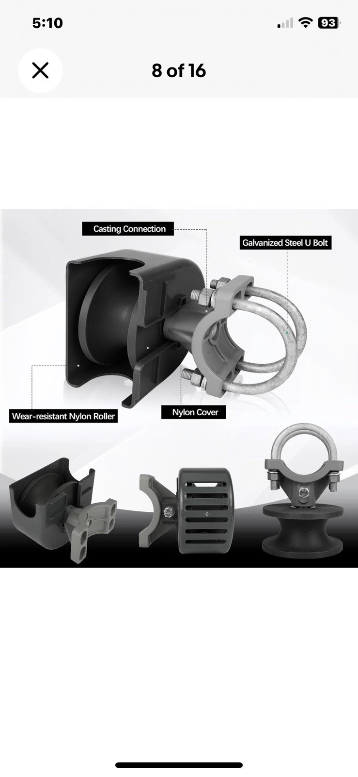 4 Pack Sliding Gate Rollers Cantilever Nylon Wheels For 2-3/8" or 2-1/2" Frame