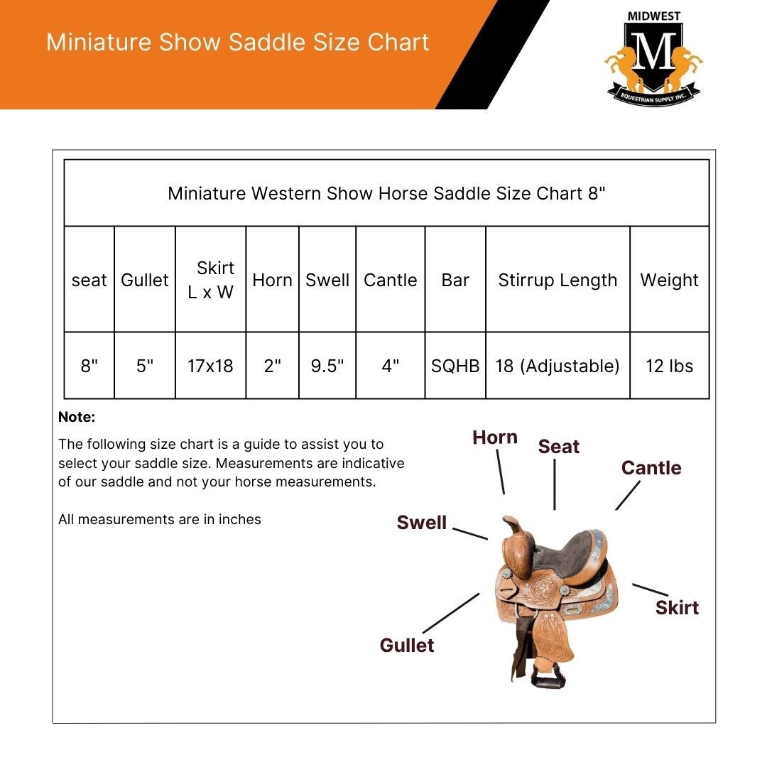 Kids 8" Miniature Western Leather Brown Horse Show Saddle With Silver Accents 💗