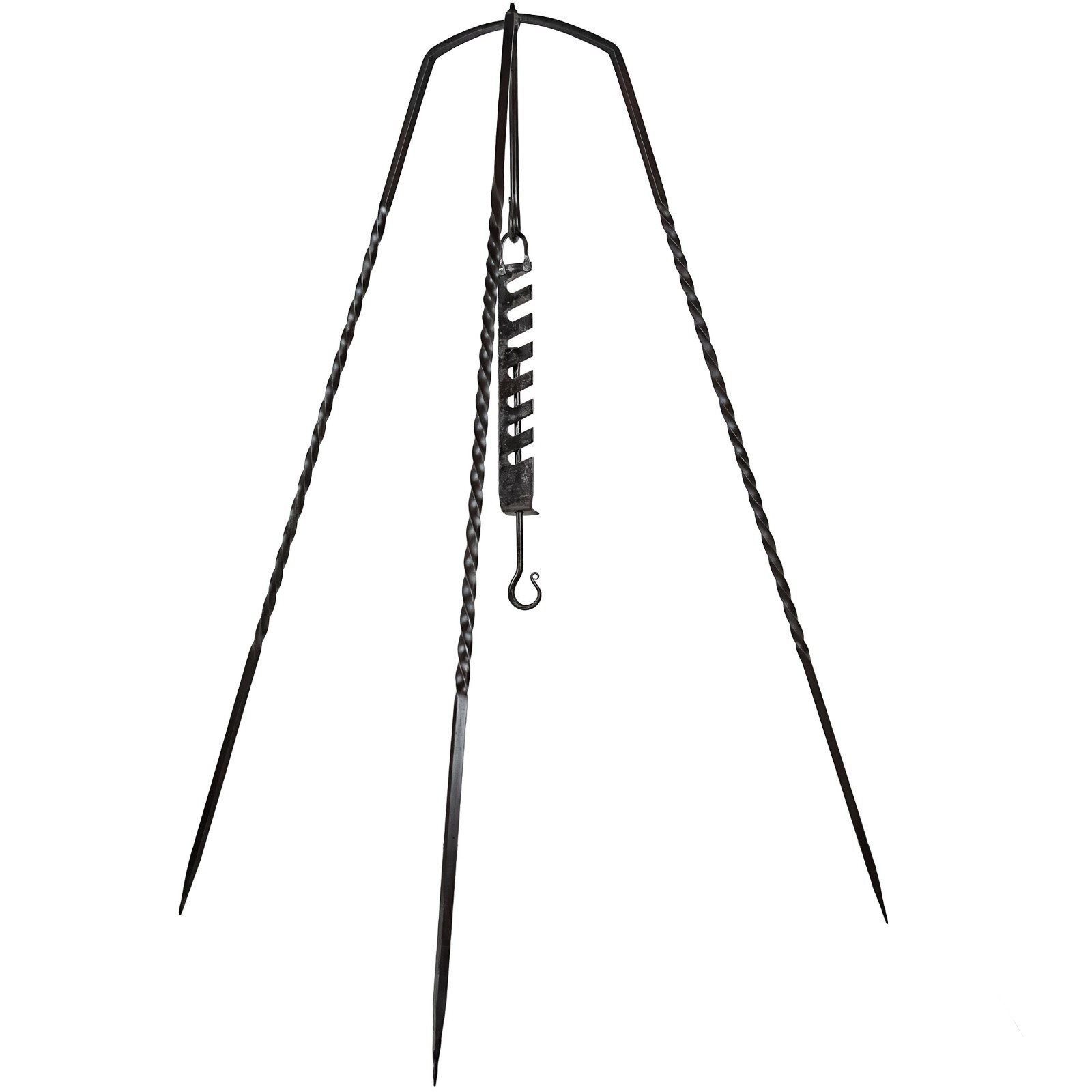 56.5 Inch Medieval Outdoor Camping Forged Iron Tripod w/ Adjustable Pot Hook