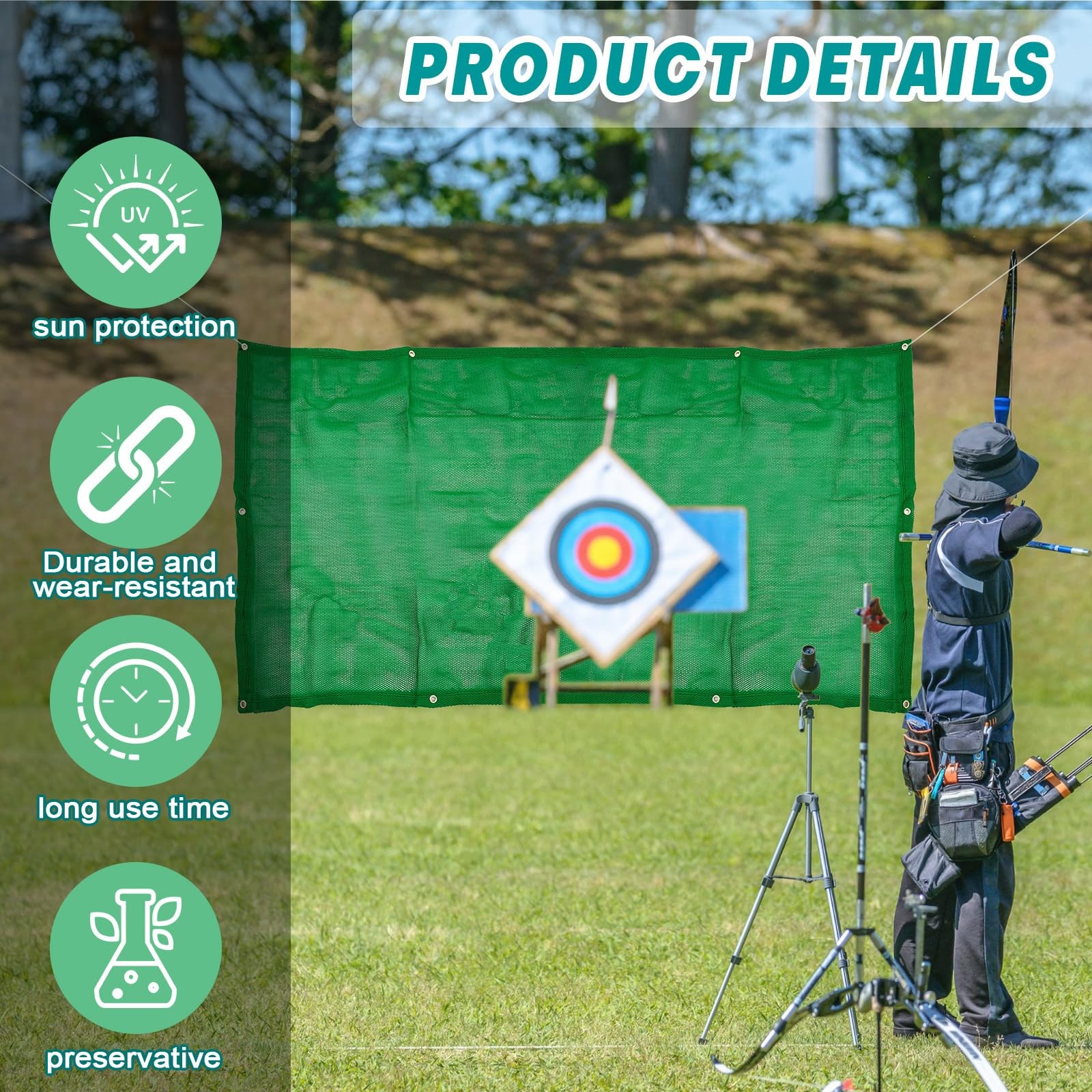 Archery Backstop - Heavy Duty Archery Net (Green, 6 x 10 ft)