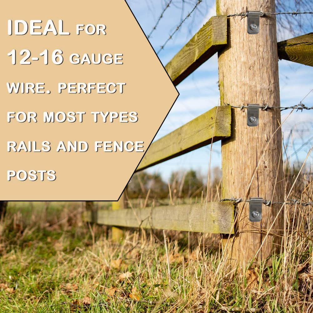 100 Pcs Wire Fence Clips Metal Clamps Stainless Steel Fencing Mounting Clips for