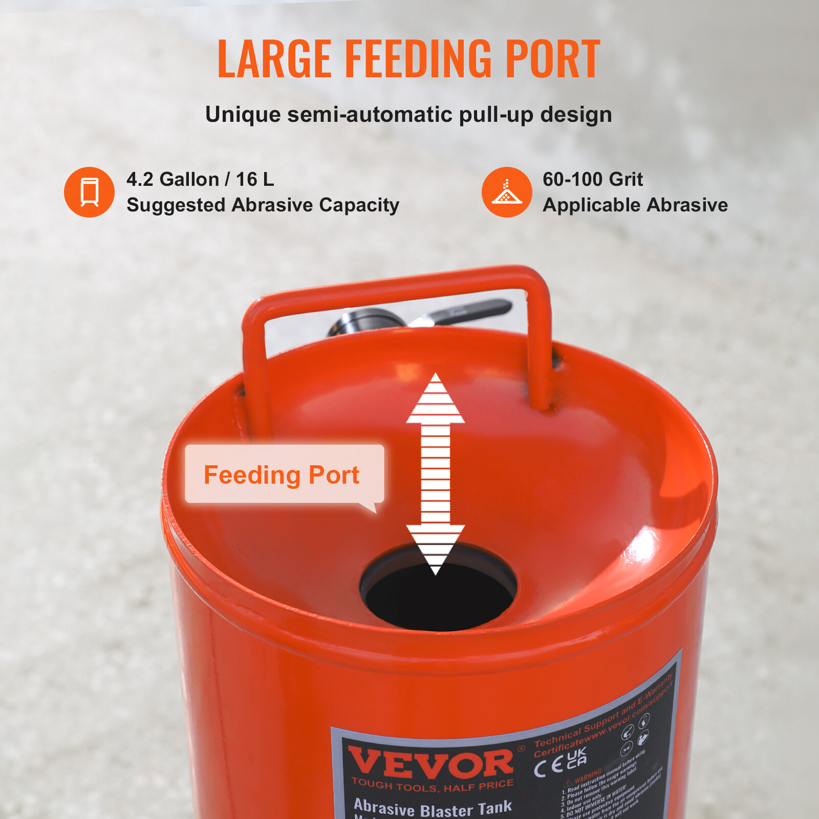 VEVOR 10 Gallon Heavy-Duty Sand Blaster 60-110 PSI with 2 Nozzles & 7.5ft Hose