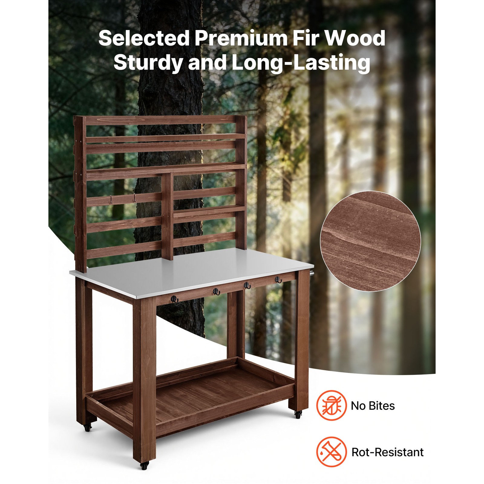 Uimoso Outdoor Gardening Workstation with Stainless Steel Tabletop