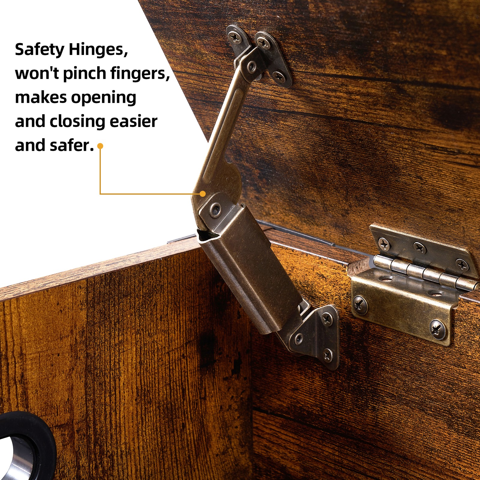 Storage Chest Wooden Storage Trunk with Metal Frame, Entryway Shoes Bench