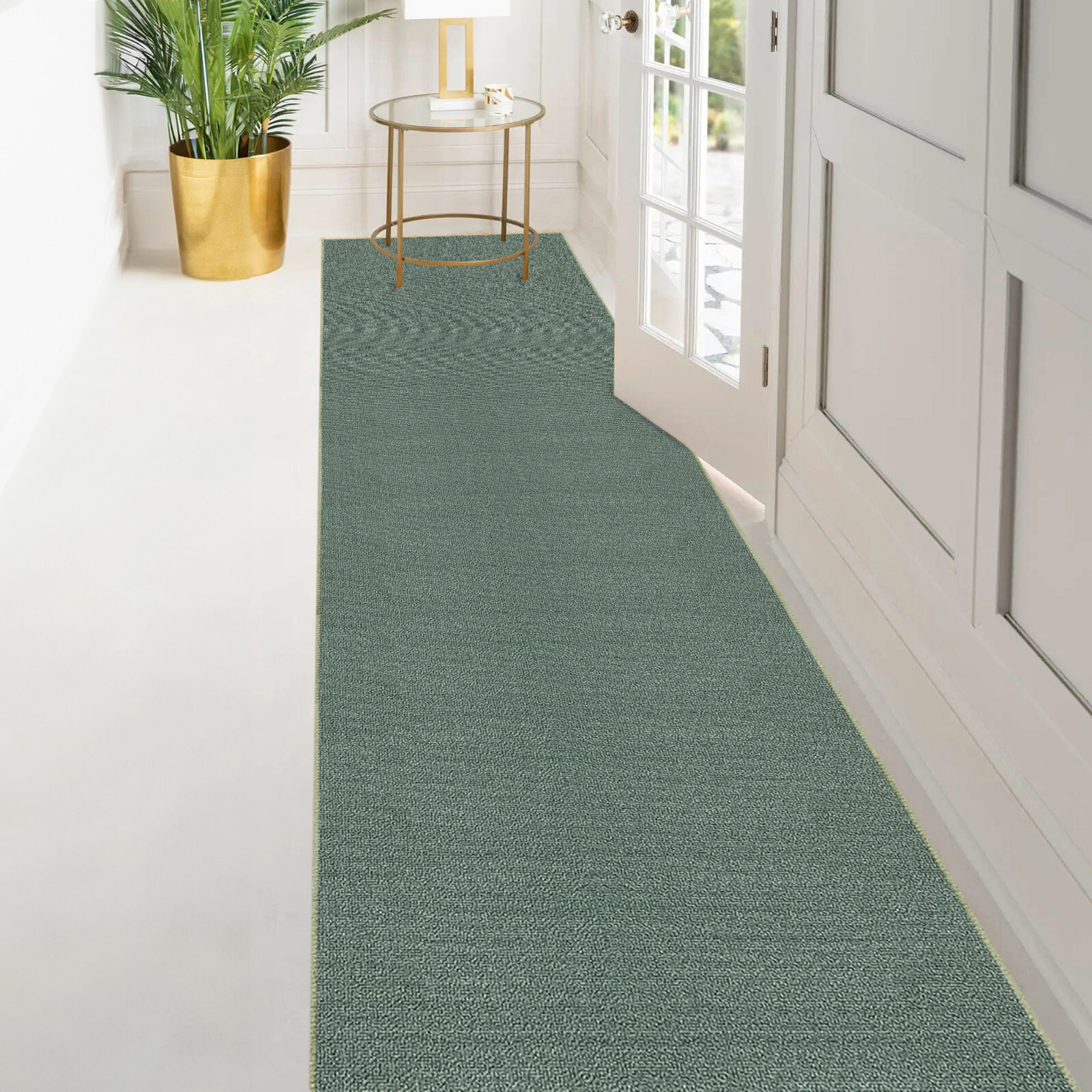 Custom Size SOLID TEAL GREEN Stair Hallway Runner Rug Non Slip Rubber Back