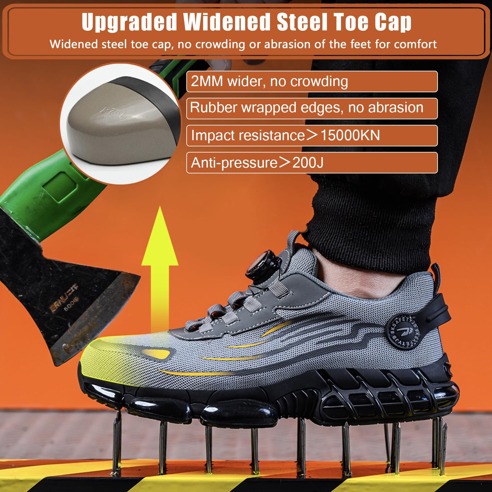 Men Work Safety Shoes Steel Toe Rotating Buckle Indestructible Non-slip Sneakers