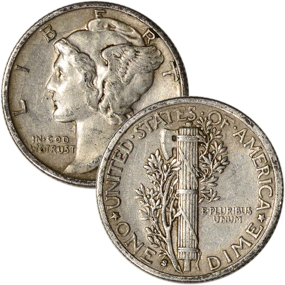 90% Silver Mercury Dimes - Roll of 50 - $5 Face Value