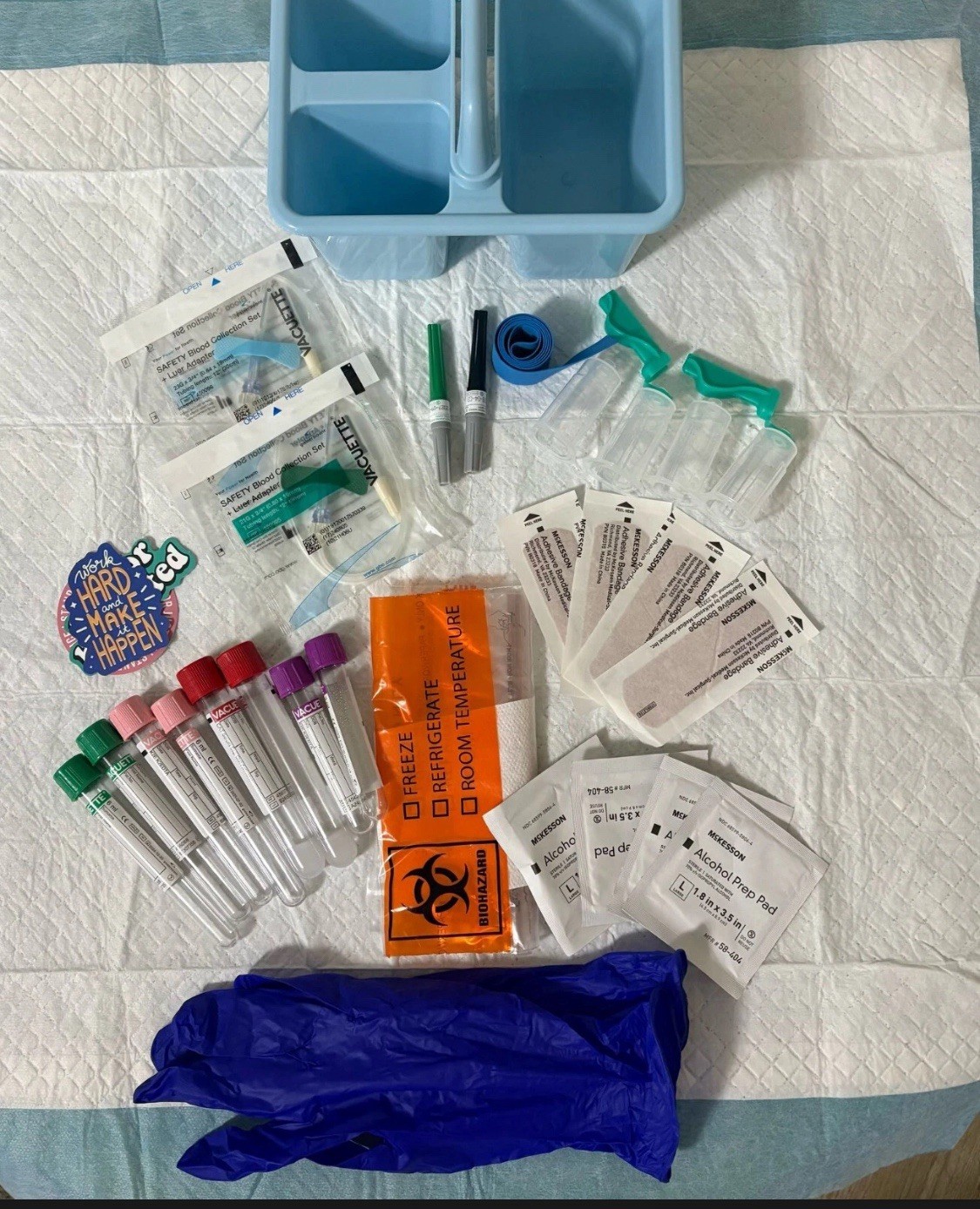 Phlebotomy Student Practice Kit -Tubes, Tray, Gloves & More Educational Use Only