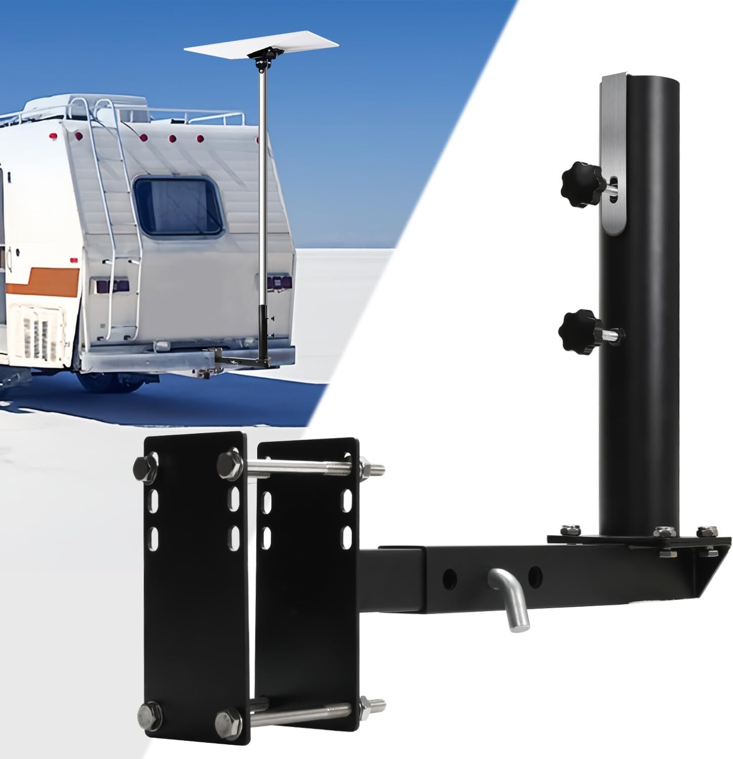 Full Stainless Steel Heavy Duty RV Flag Pole Mount,Frame/Hitch/Bumper 3 in 1