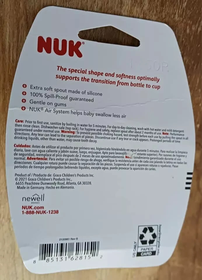 NUK Replacement Soft Silicone Spout 6 Months+ (For Learner & Active Cups)