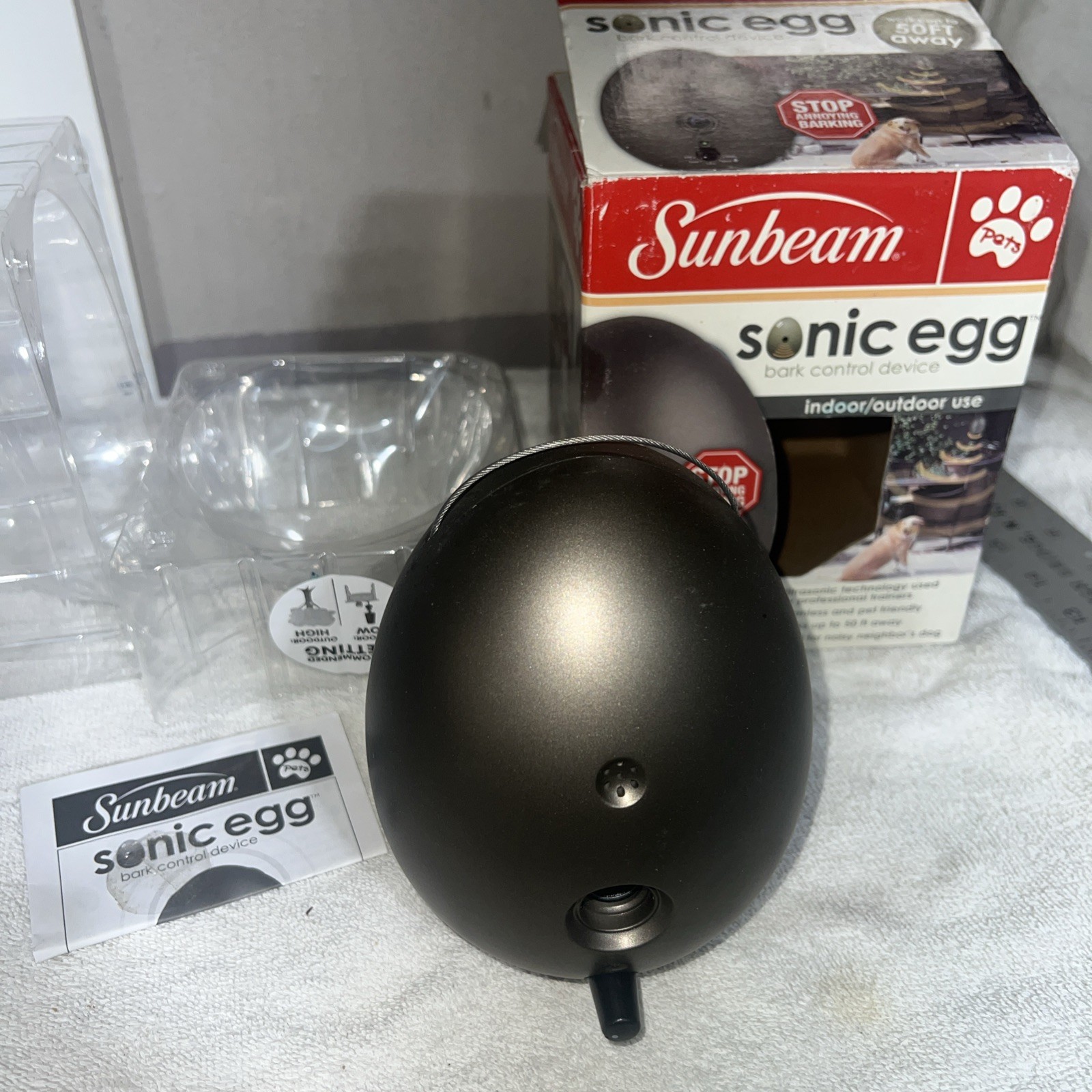 Sunbeam Sonic Egg Ultrasonic Dog Barking Control Deterrent Device, WORKS!