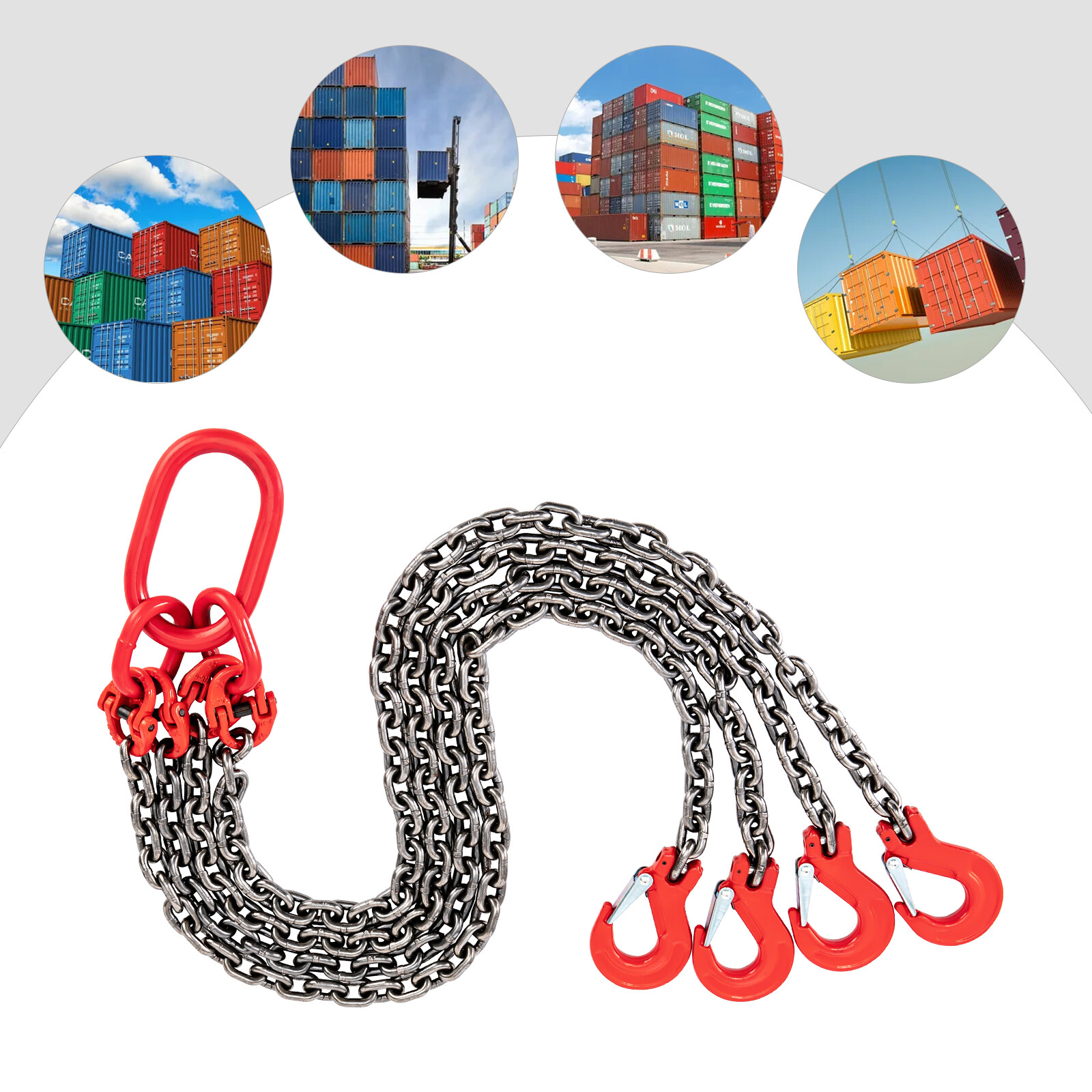 5Ton Chain Sling 5/16" in 4 Legs with Sling Hooks G80 Lifting Chain Sling Red