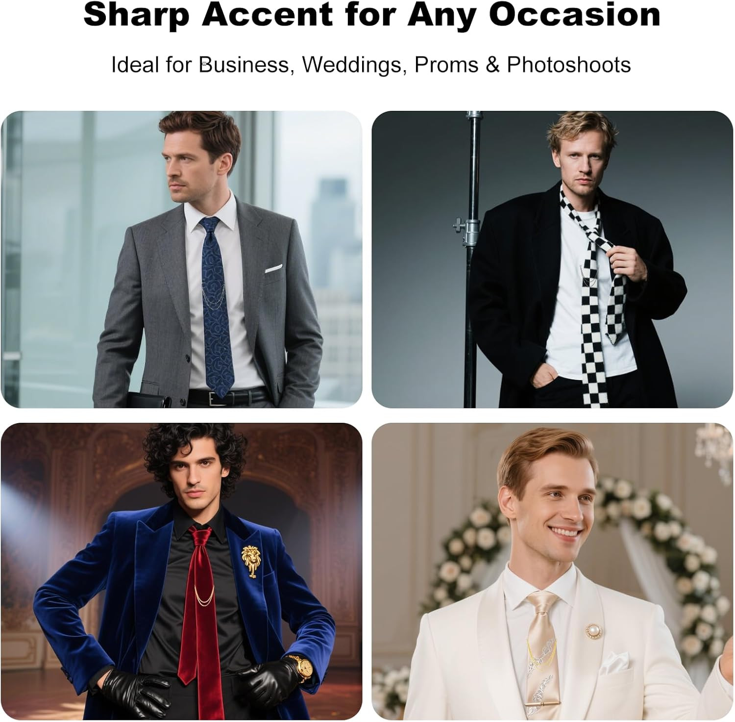 2Pcs Tie Chain for Men with Clasps Tacks Men'S Accessories Suit Vest Neck Clips