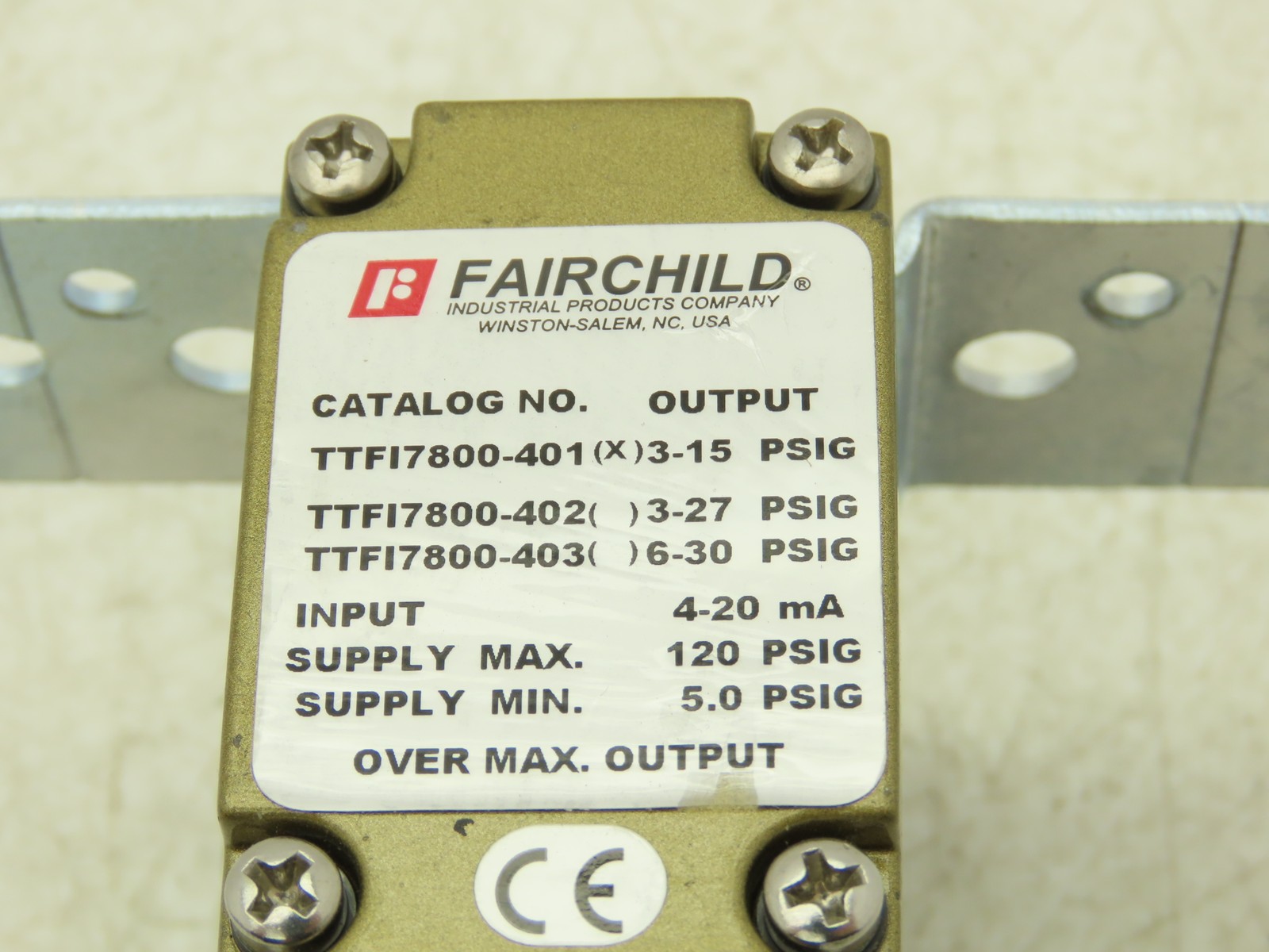 Fairchild TTF17800-401 Electro Pneumatic Pressure Transducer Input 120 PSIG