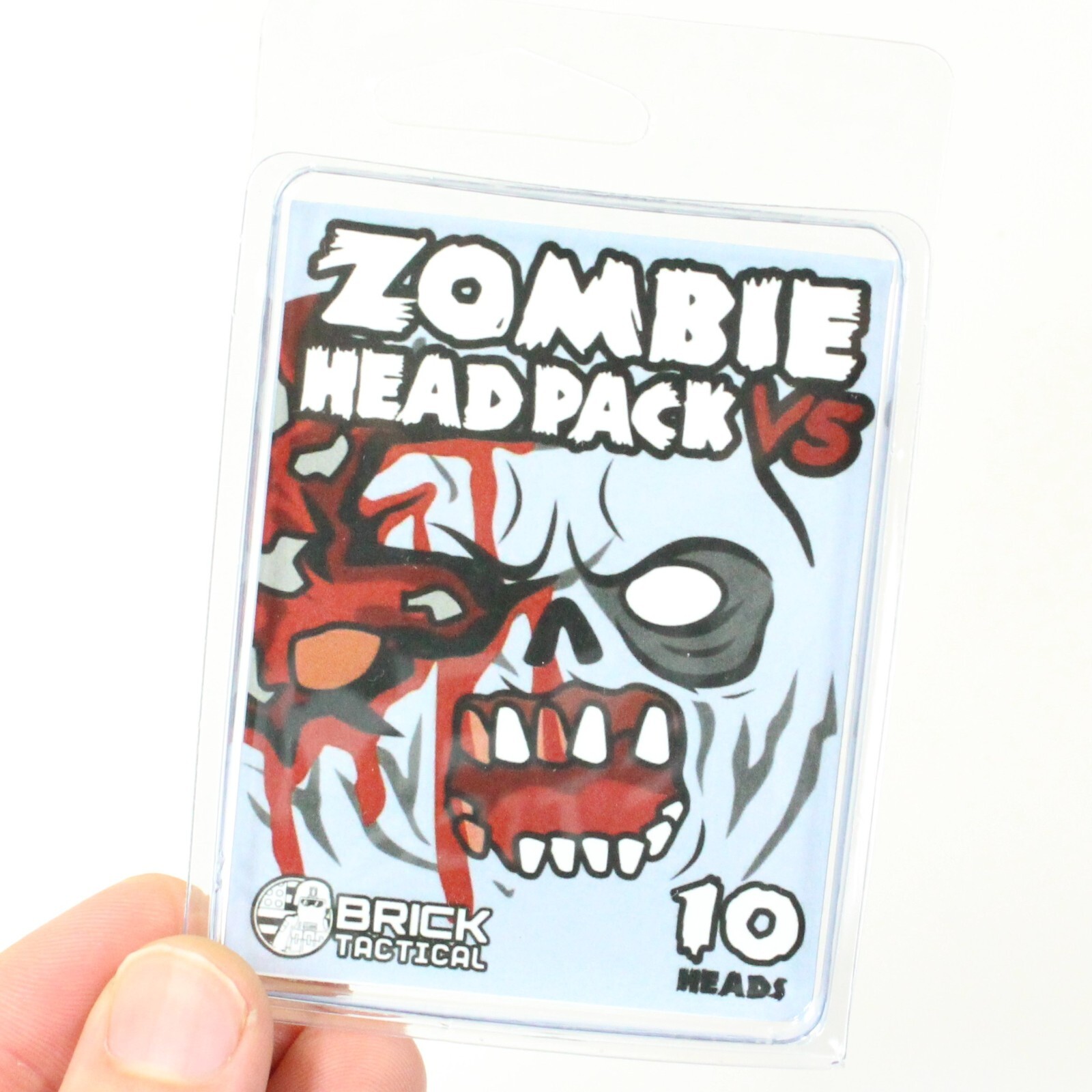 BrickTactical Zombie Head Pack V5 for Minifigures x10 Light Bluish Grey Heads